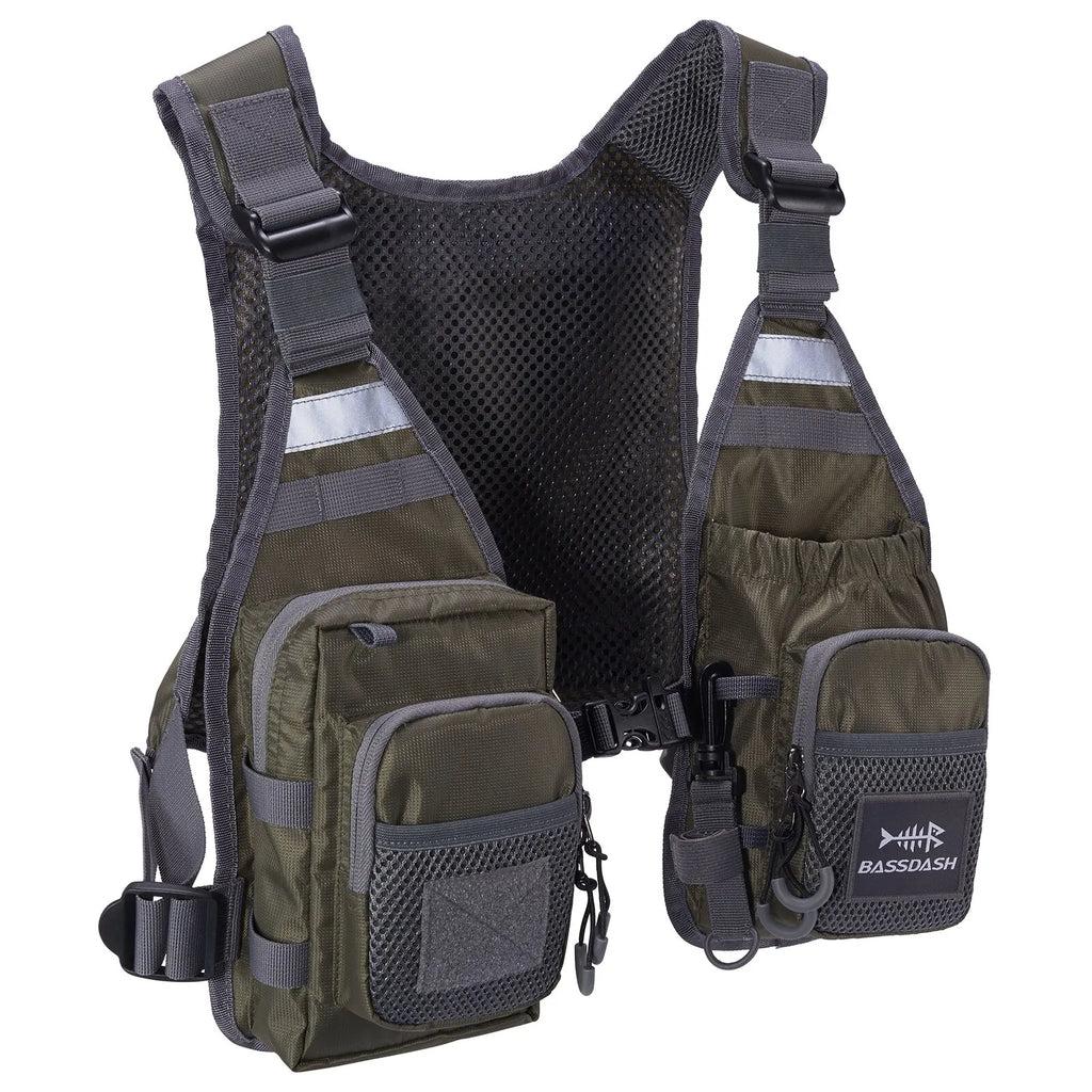 Chaleco de pesca con mosca ultraligero Bassdash  para hombres y mujeres, mochila de pecho portátil, talla única