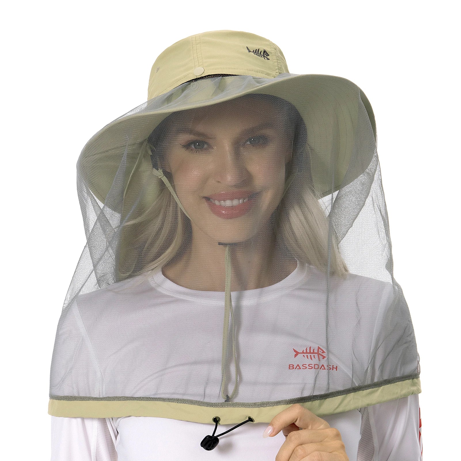 BASSDASH Sombrero antimosquitos con mosquitera oculta y solapa para el cuello para hombres y mujeres, pesca al aire libre, senderismo, camping, UPF 50+