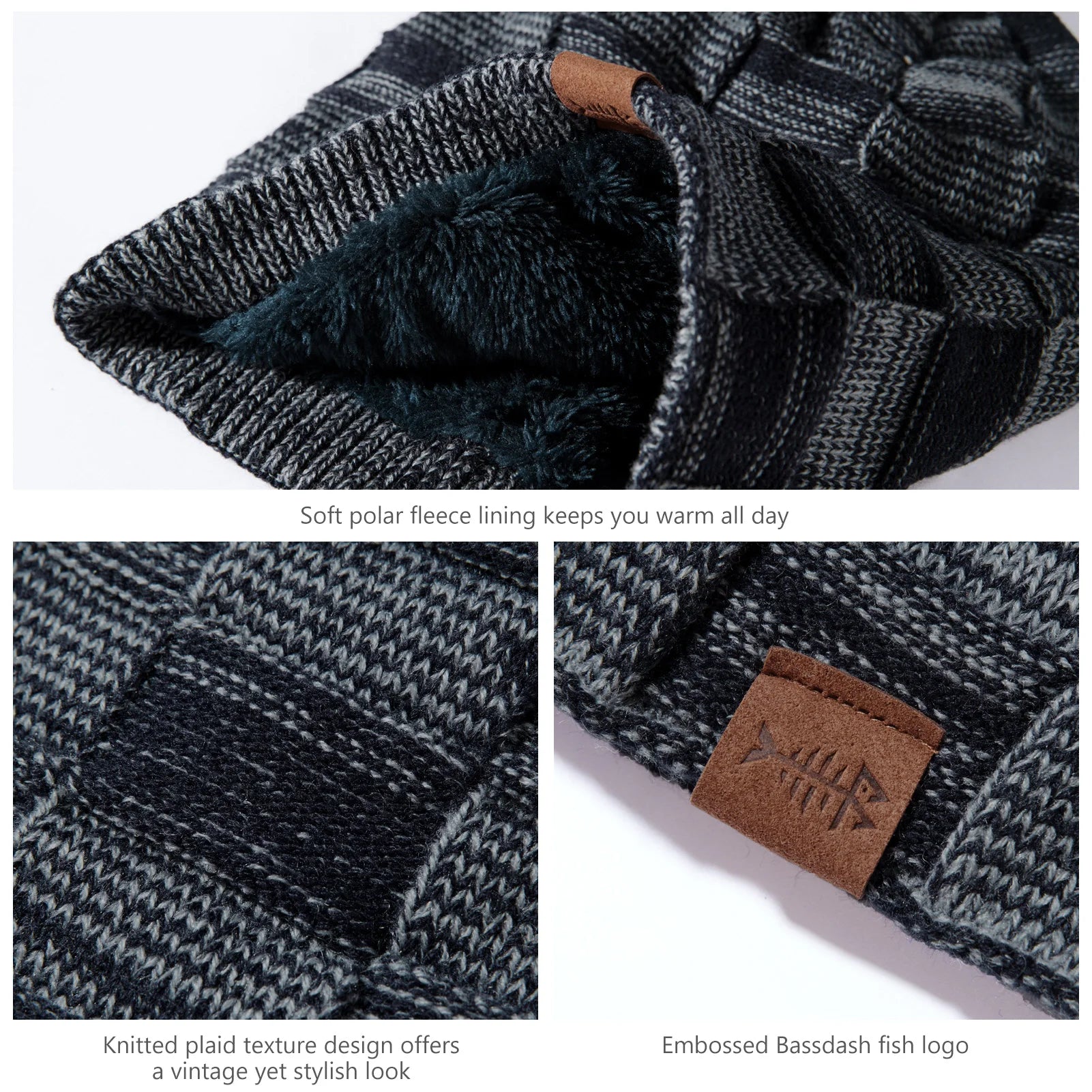 BASSDASH Winter Slouchy Beanies Thick Fleece Lined Skull Cap for Men Women Warm Knitting Hat