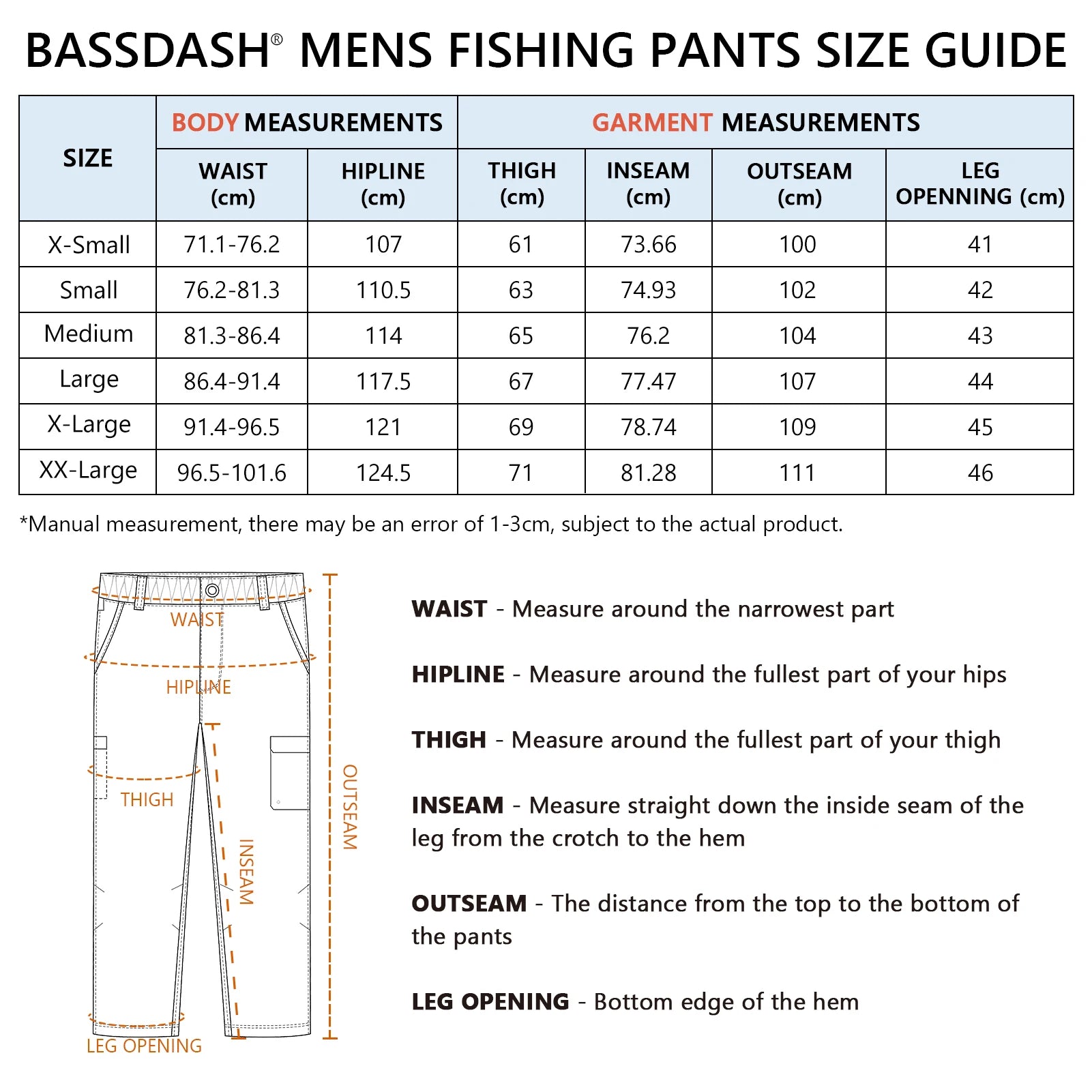 Pantalones cargo de pesca para hombre BASSDASH, resistentes al agua, de secado rápido, ligeros, UPF 50+ para senderismo al aire libre, cintura elástica