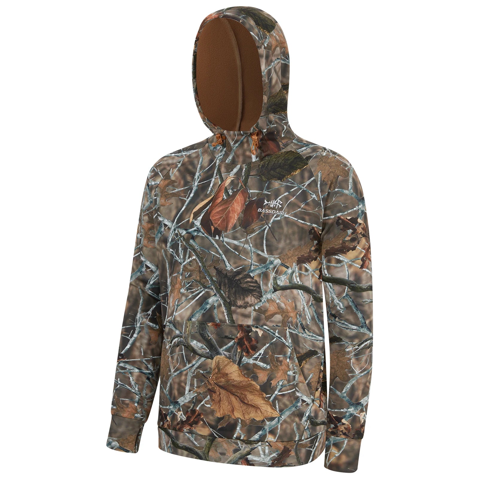 BASSDASH Men’s Fleece Lined Fishing Hoodies Water Resistant Performance Pullover Sweatshirts Stretchy Hunting Workout Sweatshirt