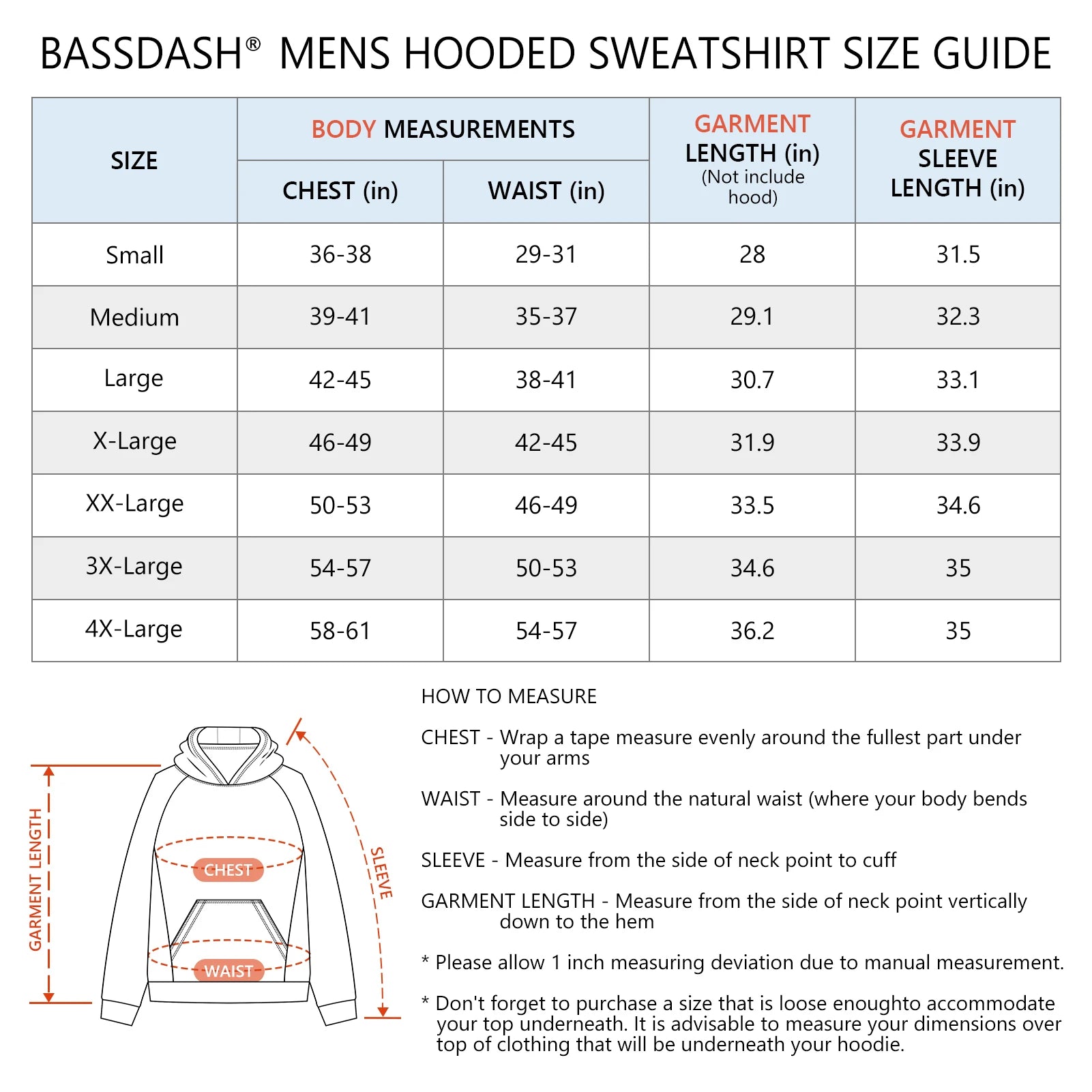 BASSDASH Men’s Fleece Lined Fishing Hoodies Water Resistant Performance Pullover Sweatshirts Stretchy Hunting Workout Sweatshirt