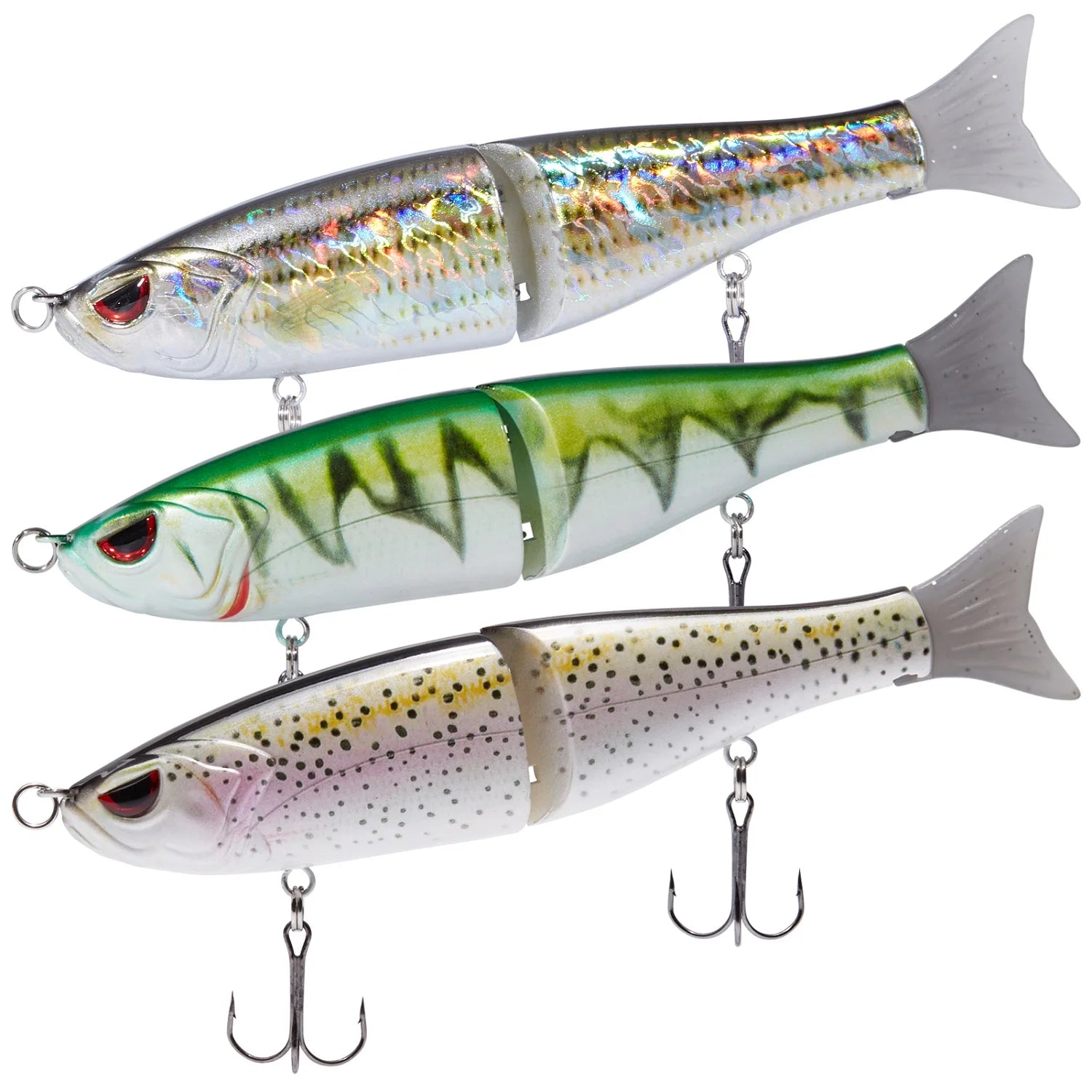 Bassdash Swimbaits - Señuelos deslizantes para lucio, trucha y pececillo, duros, 17,8 cm/62,5 g y 11,5 cm/18,4 g
