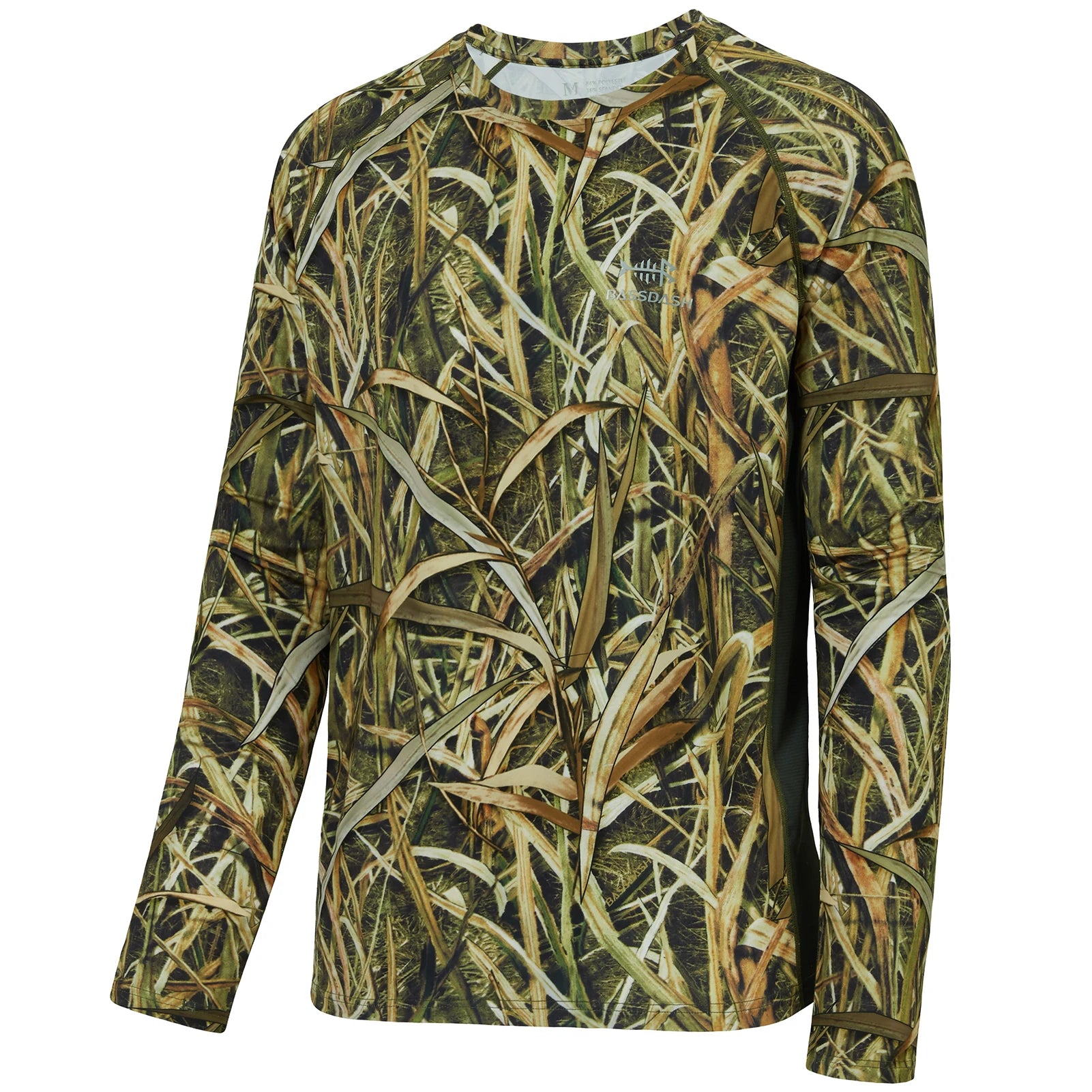 Camisa de manga larga Bassdash para hombre, de camuflaje para caza, rendimiento para pesca, sudadera con camuflaje, musgo, madera, juncos, bosque SD1