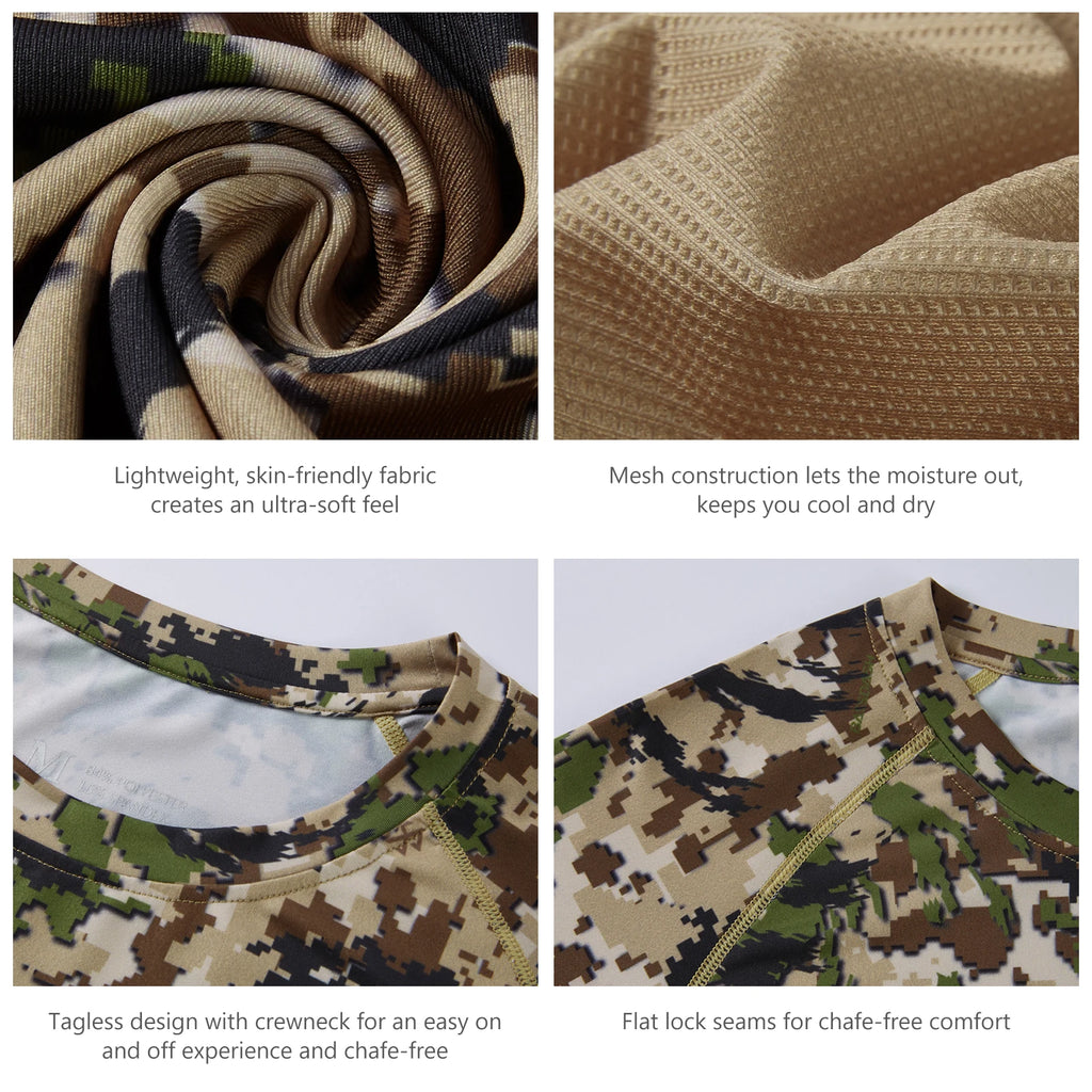 Camisa de manga larga Bassdash para hombre, de camuflaje para caza, rendimiento para pesca, sudadera con camuflaje, musgo, madera, juncos, bosque SD1