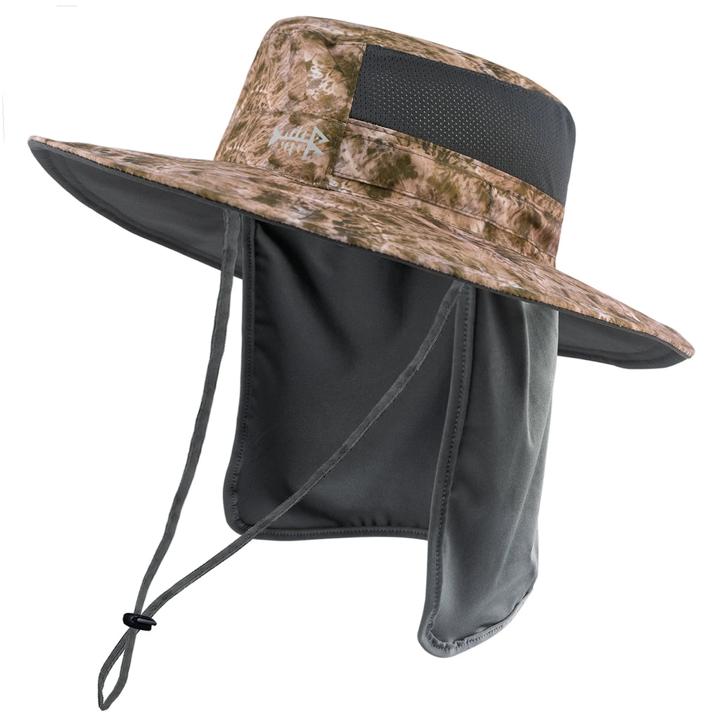 Bassdash - Sombrero de pesca desmontable con protección solar UPF 50+, resistente al agua y con solapa de cuello desmontable, ideal para senderismo y acampada