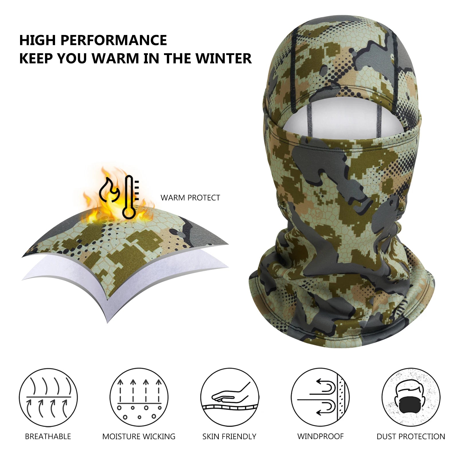 Bassdash - Máscara con capucha ninja para hombre y mujer, forro polar resistente al viento para el cuello, ideal para clima frío, pesca, caza, ciclismo, motociclismo, pasamontañas