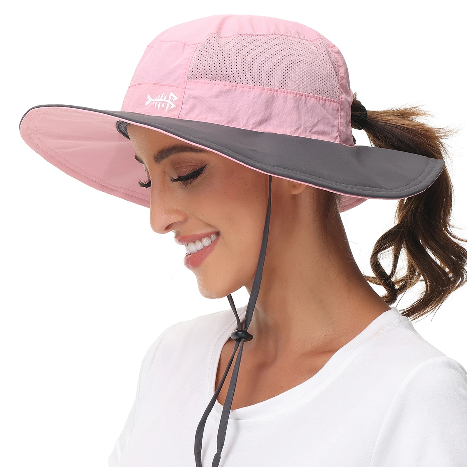 Sombrero Bassdash para mujer con protección solar UPF 50, con abertura para la cola y solapa en el cuello, resistente al agua, para pesca al aire libre