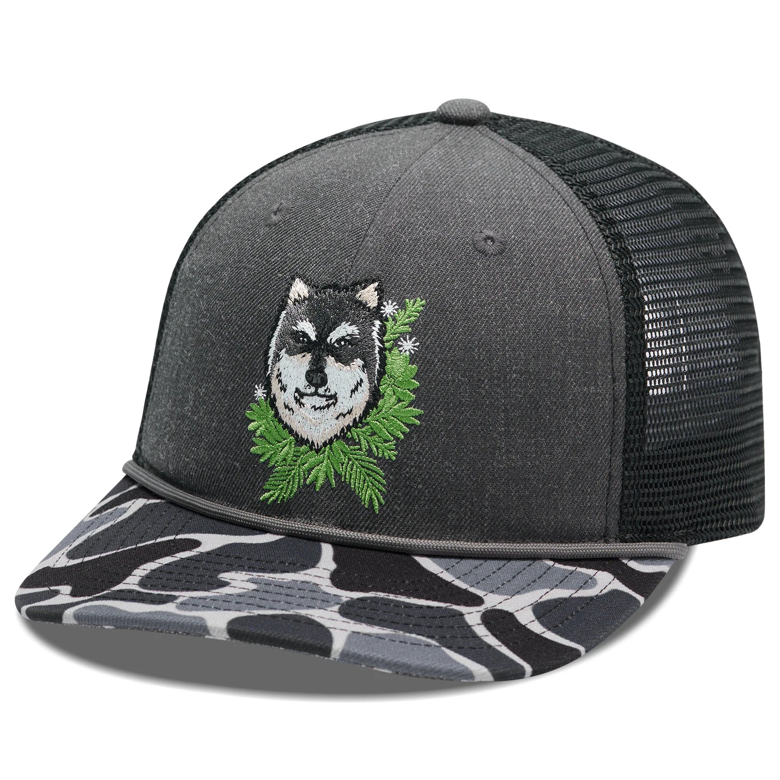 Gorra de camionero con cuerda de camuflaje BASSDASH, gorra de béisbol bordada ajustable con parte trasera de malla