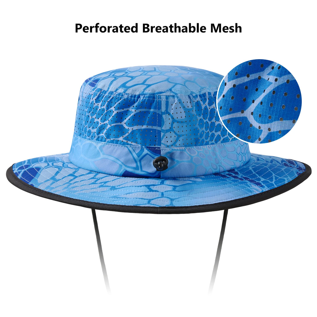 BASSDASH UPF 50+ Water-Resistant Fishing Bucket Hat with Laser Perforated Mesh Adjustable for Men Women Outdoor Hiking