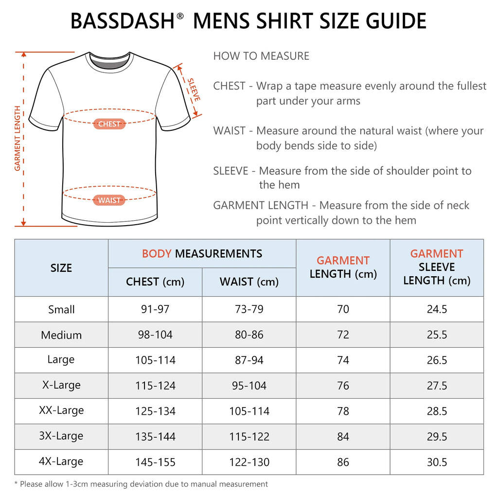 Camiseta de pesca Bassdash para hombre con protección solar UPF 50+, manga corta con bolsillo, secado rápido, protección solar UV, informal, para exteriores, FS46M