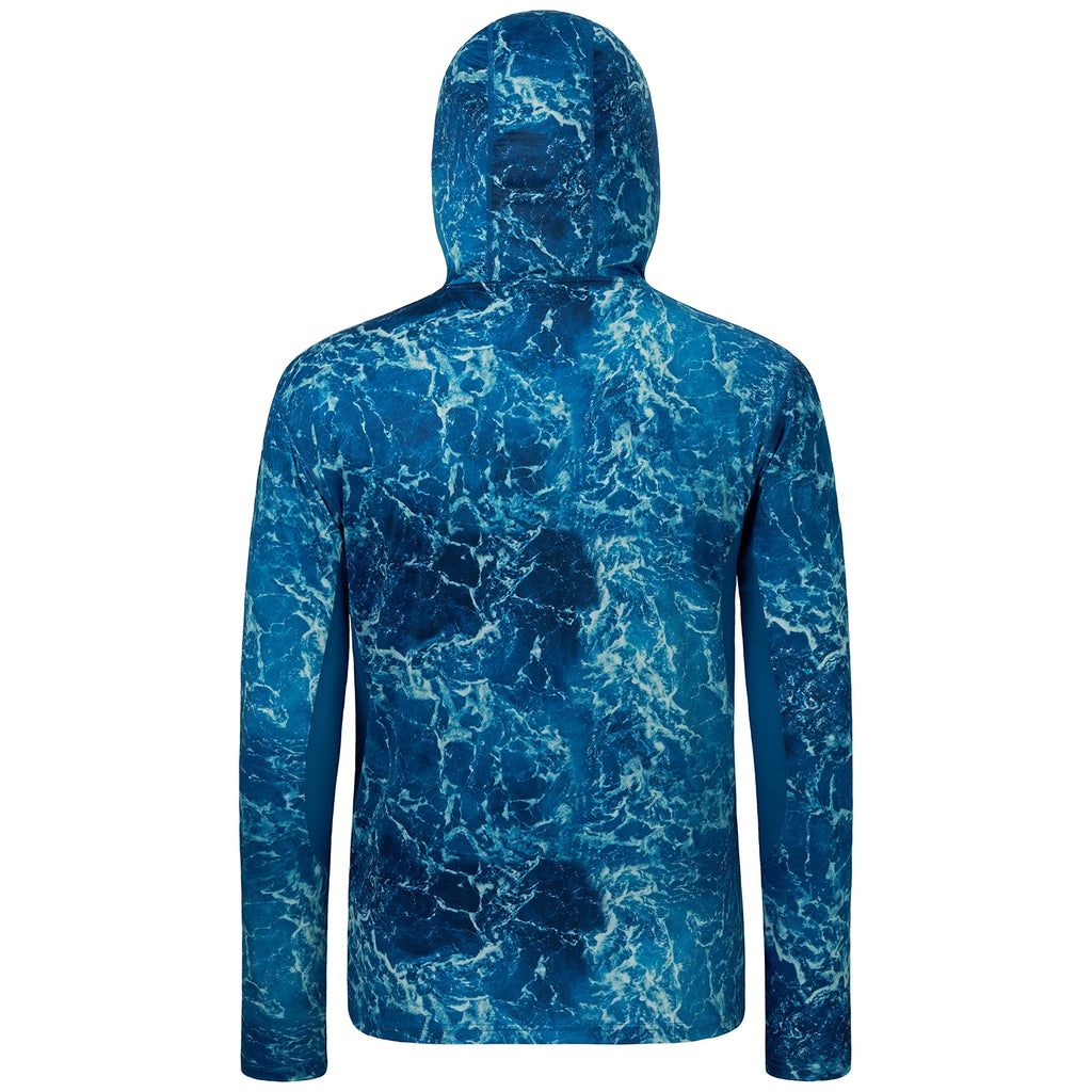 BASSDASH - Sudadera con capucha de manga larga para hombre, con protección solar, para pesca, senderismo, UPF 50+, camuflaje, con mascarilla y polaina ligera para el cuello