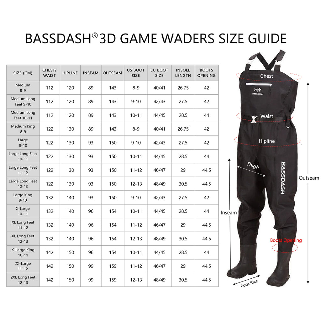 Botas de pesca Bassdash para hombre, ultra resistentes, de nailon y PVC, color negro, para pesca y caza
