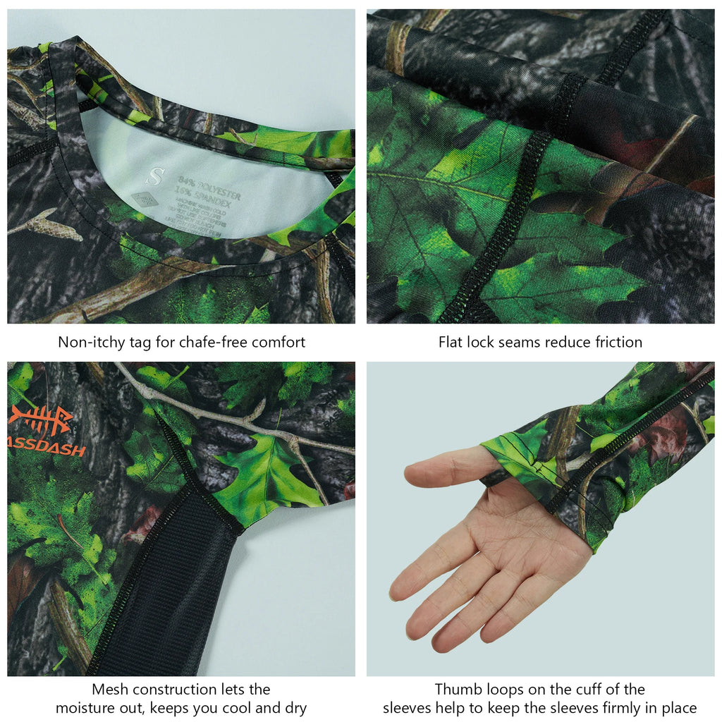 Camisa de caza de camuflaje Bassdash para mujer, manga larga, protección solar UPF 50+, rendimiento, pesca, senderismo