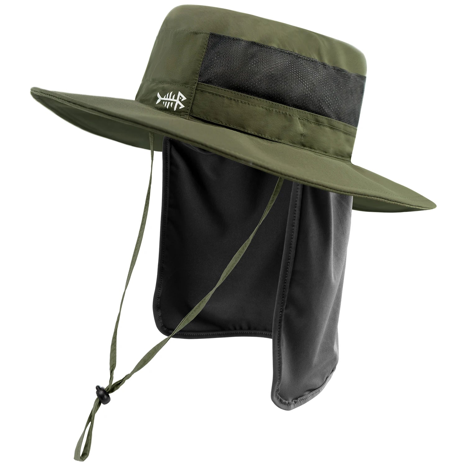 Bassdash - Sombrero de pesca desmontable con protección solar UPF 50+, resistente al agua y con solapa de cuello desmontable, ideal para senderismo y acampada