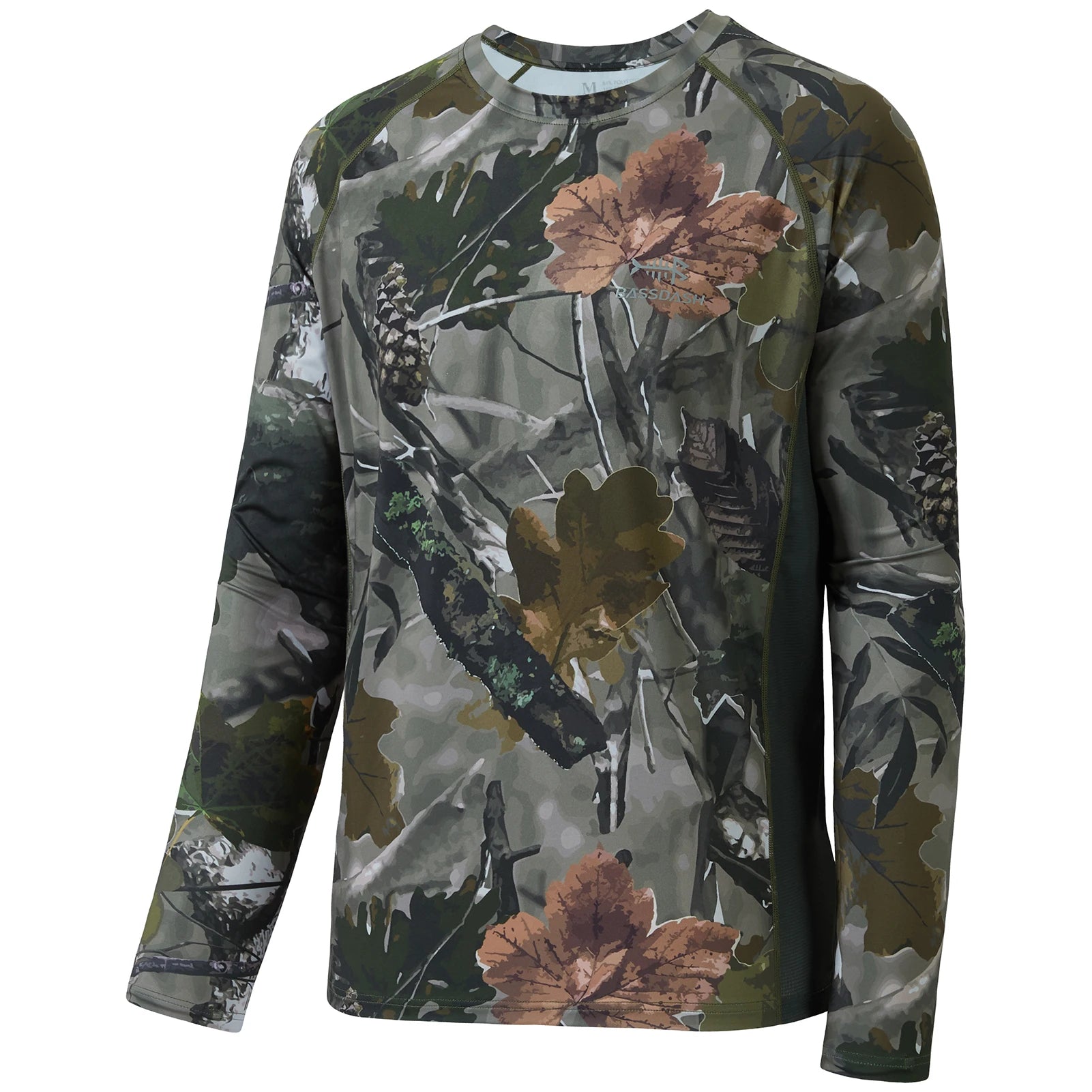 Camisa de manga larga Bassdash para hombre, de camuflaje para caza, rendimiento para pesca, sudadera con camuflaje, musgo, madera, juncos, bosque SD1