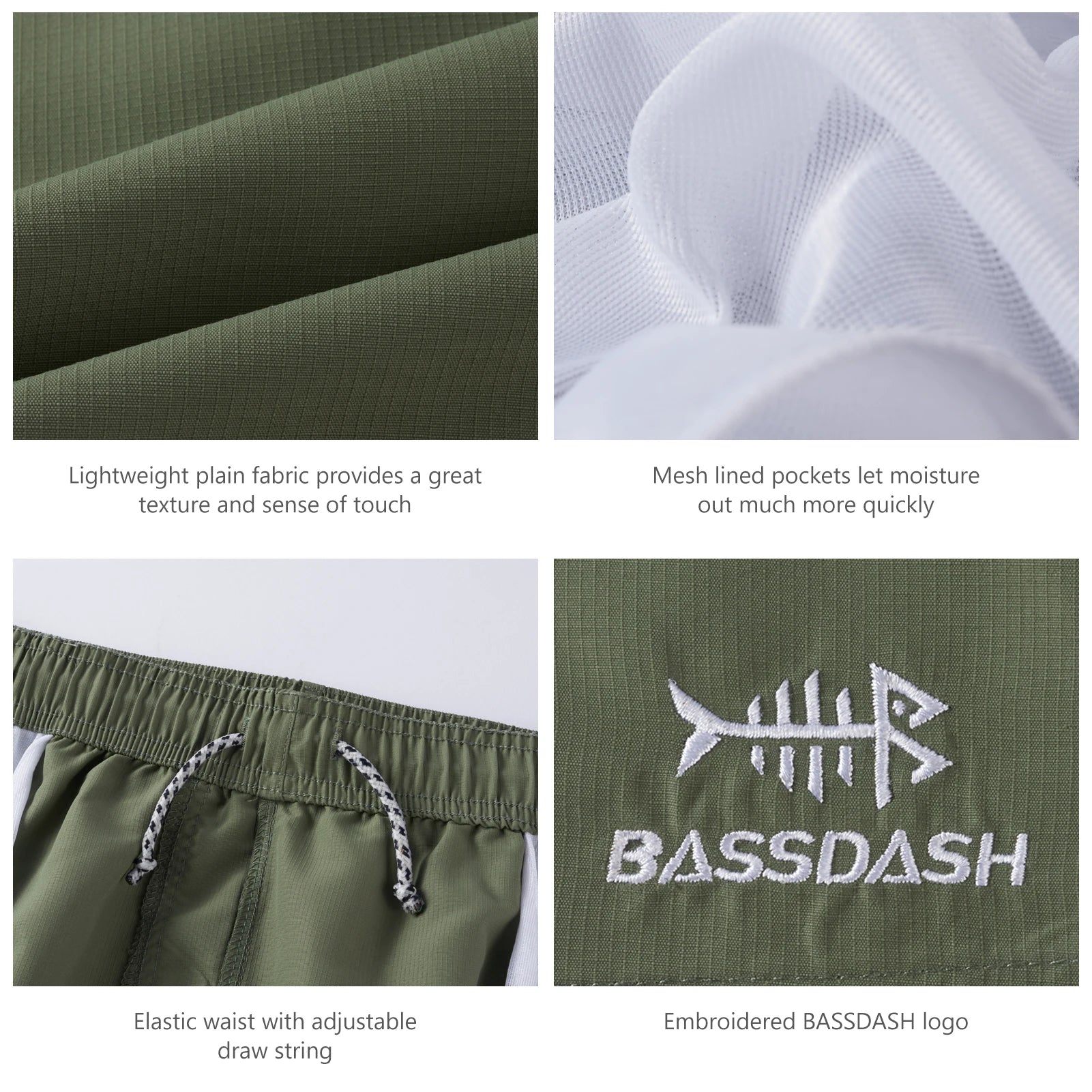 Bassdash Men's 8” Fishing Water Shorts Quick Dry UPF 50+ Lightweight Cargo Hiking Kayaking Casual Bottom