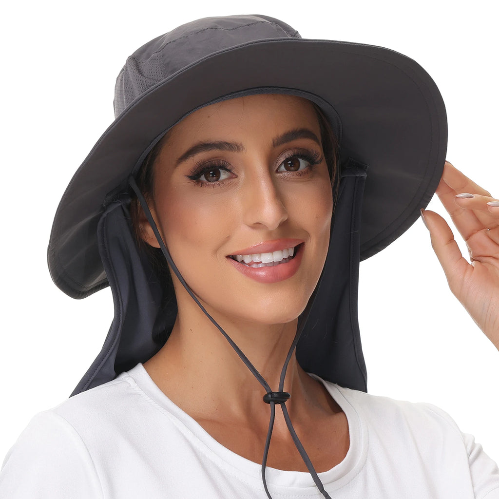 Sombrero Bassdash para mujer con protección solar UPF 50, con abertura para la cola y solapa en el cuello, resistente al agua, para pesca al aire libre