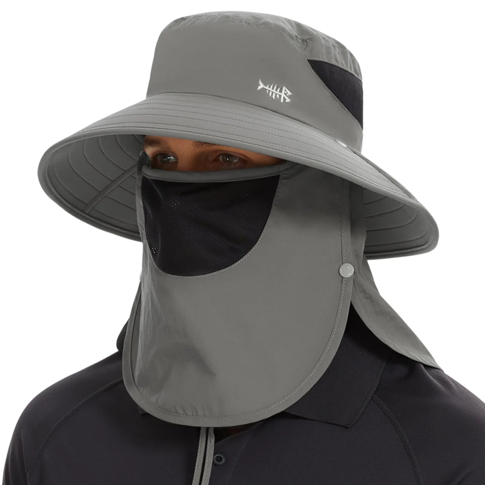 Bassdash UPF 50+ Breathable Sun Hat with Removable Face Cover and Neck Flap Unisex Water Resistant Wide Brim Bucket Hat