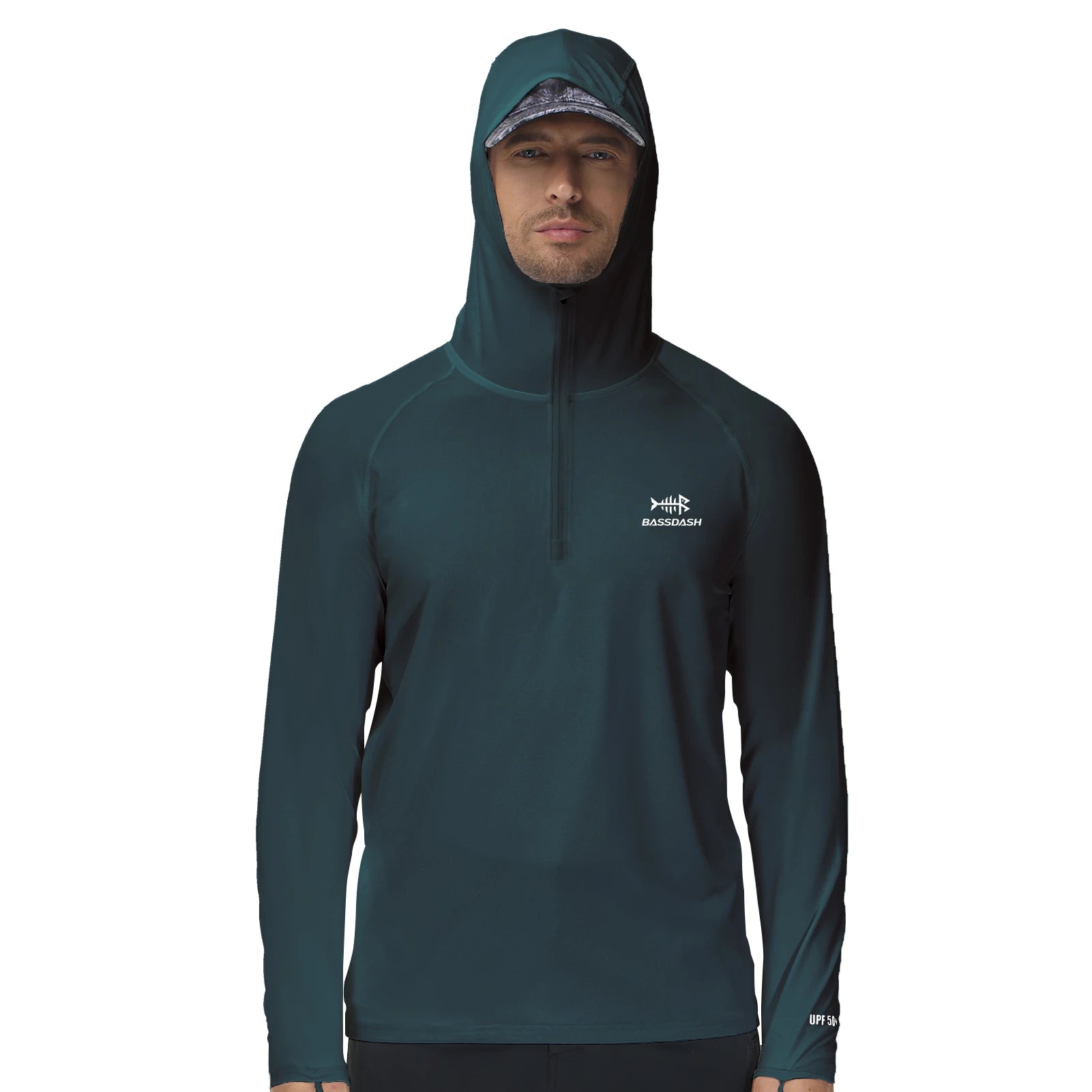 BASSDASH Men’s 1/4 Zip Fishing Hoodie Shirt UPF 50+ Quick Dry Performance Long Sleeve Sun Protection FS24M