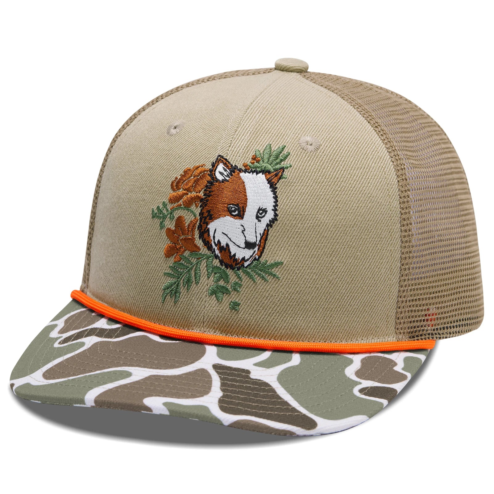 Gorra de camionero con cuerda de camuflaje BASSDASH, gorra de béisbol bordada ajustable con parte trasera de malla