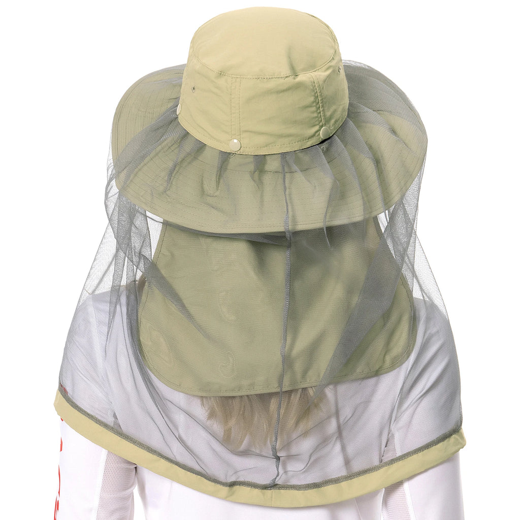 BASSDASH Sombrero antimosquitos con mosquitera oculta y solapa para el cuello para hombres y mujeres, pesca al aire libre, senderismo, camping, UPF 50+
