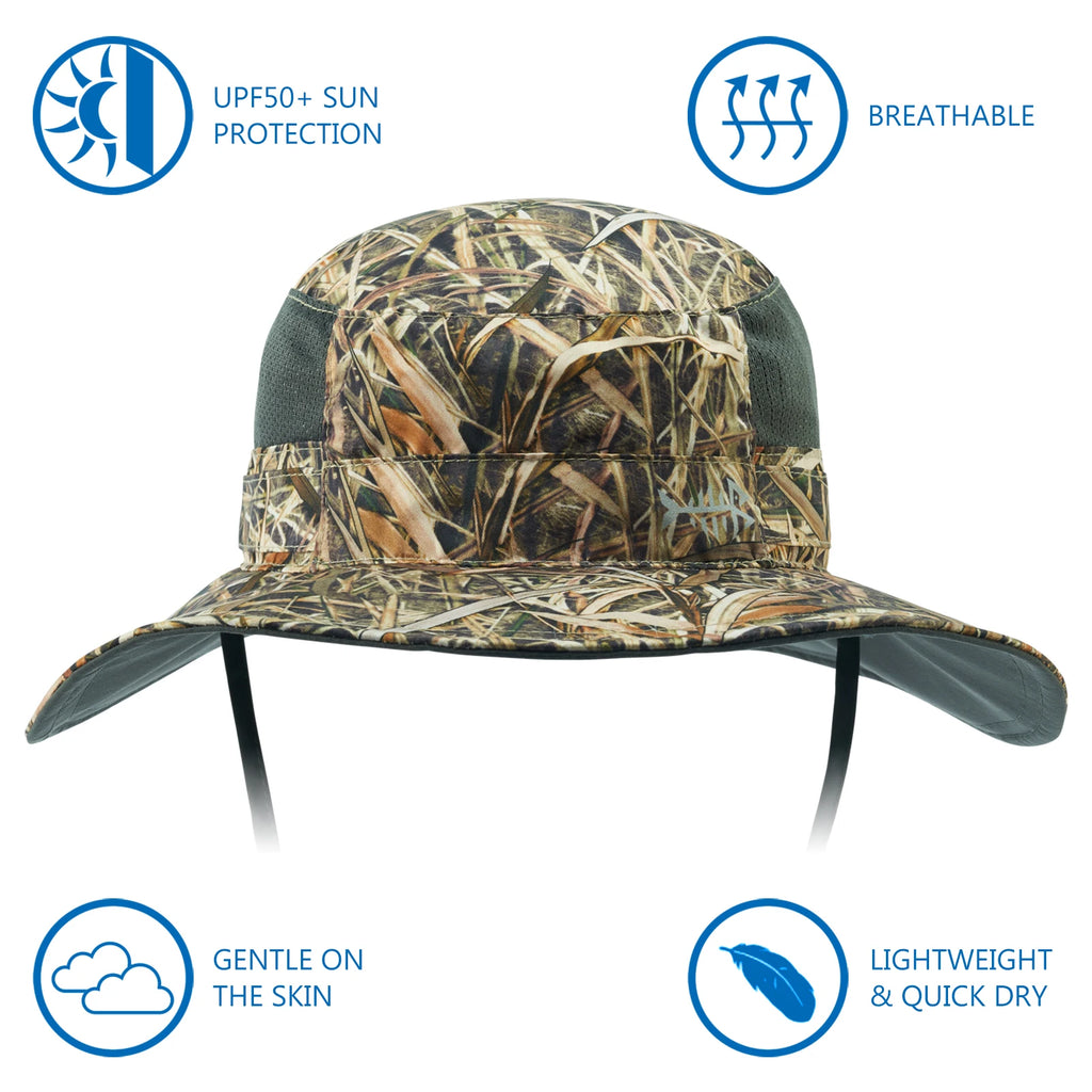 Bassdash - Sombrero de pesca desmontable con protección solar UPF 50+, resistente al agua y con solapa de cuello desmontable, ideal para senderismo y acampada