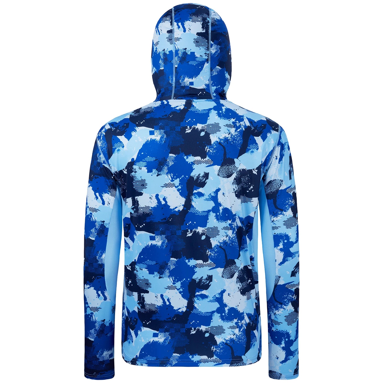 BASSDASH - Sudadera con capucha de manga larga para hombre, con protección solar, para pesca, senderismo, UPF 50+, camuflaje, con mascarilla y polaina ligera para el cuello