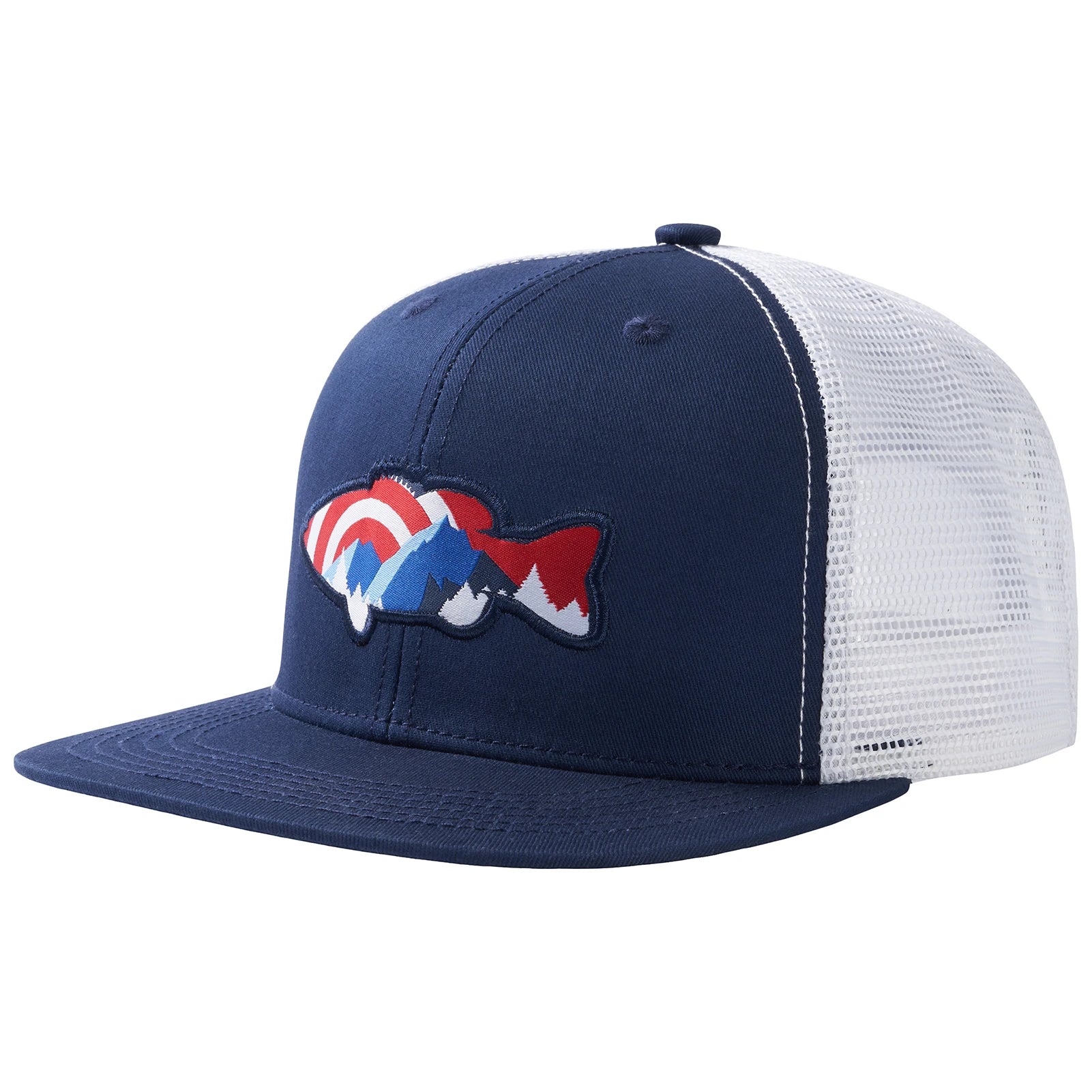 Bassdash Flat Brim Trucker Cap Adjustable Snapback Hat Mesh Back For Men Women Fishing Hunting