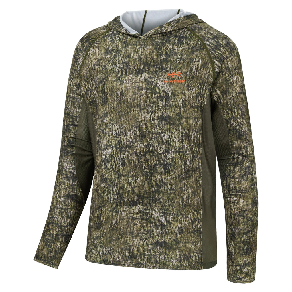 BASSDSASH - Sudadera ligera de camuflaje para caza, con protección UPF 50+, secado rápido, manga larga, para hombre, con capucha