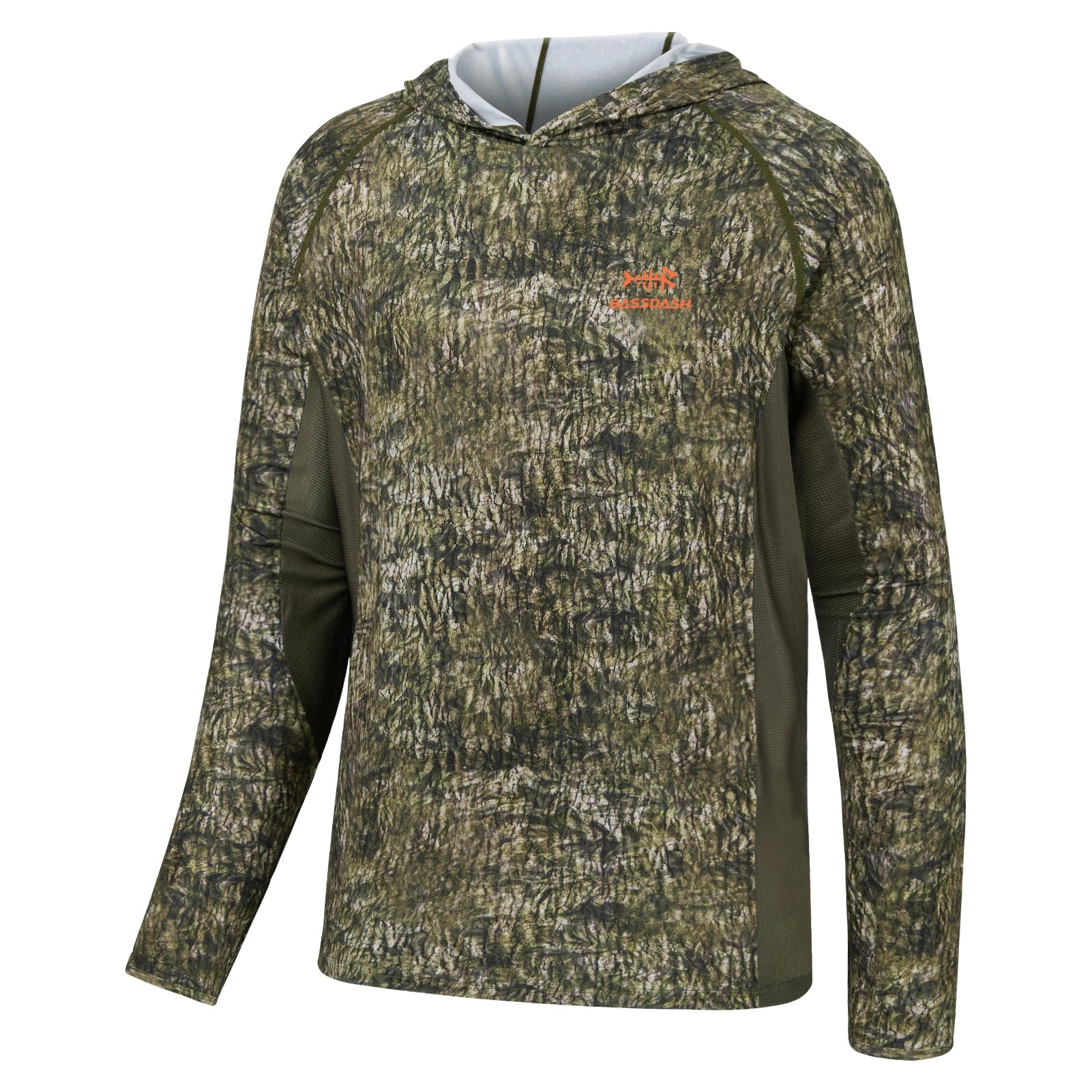 BASSDSASH - Sudadera ligera de camuflaje para caza, con protección UPF 50+, secado rápido, manga larga, para hombre, con capucha