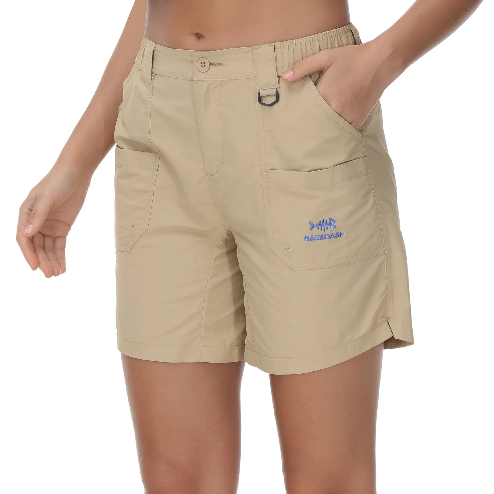 Pantalones cortos de pesca Bassdash de 7 pulgadas para mujer, resistentes al agua UPF 50+, de secado rápido, ligeros, para senderismo, con bolsillos