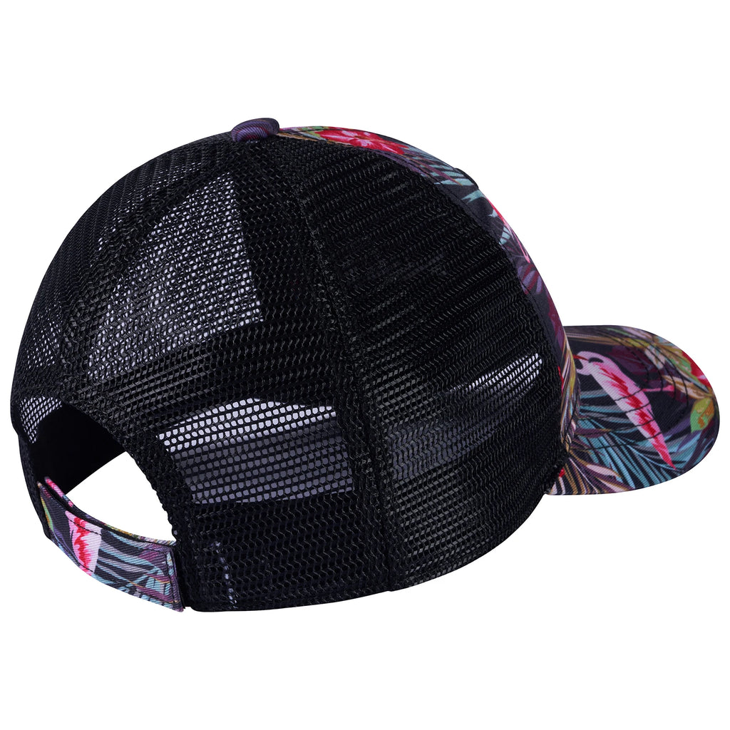 Gorra de golf Bassdash Altimate Fishing con parte trasera de malla para hombre y mujer, ajustable, con visera de béisbol y estampado de camuflaje de flamencos