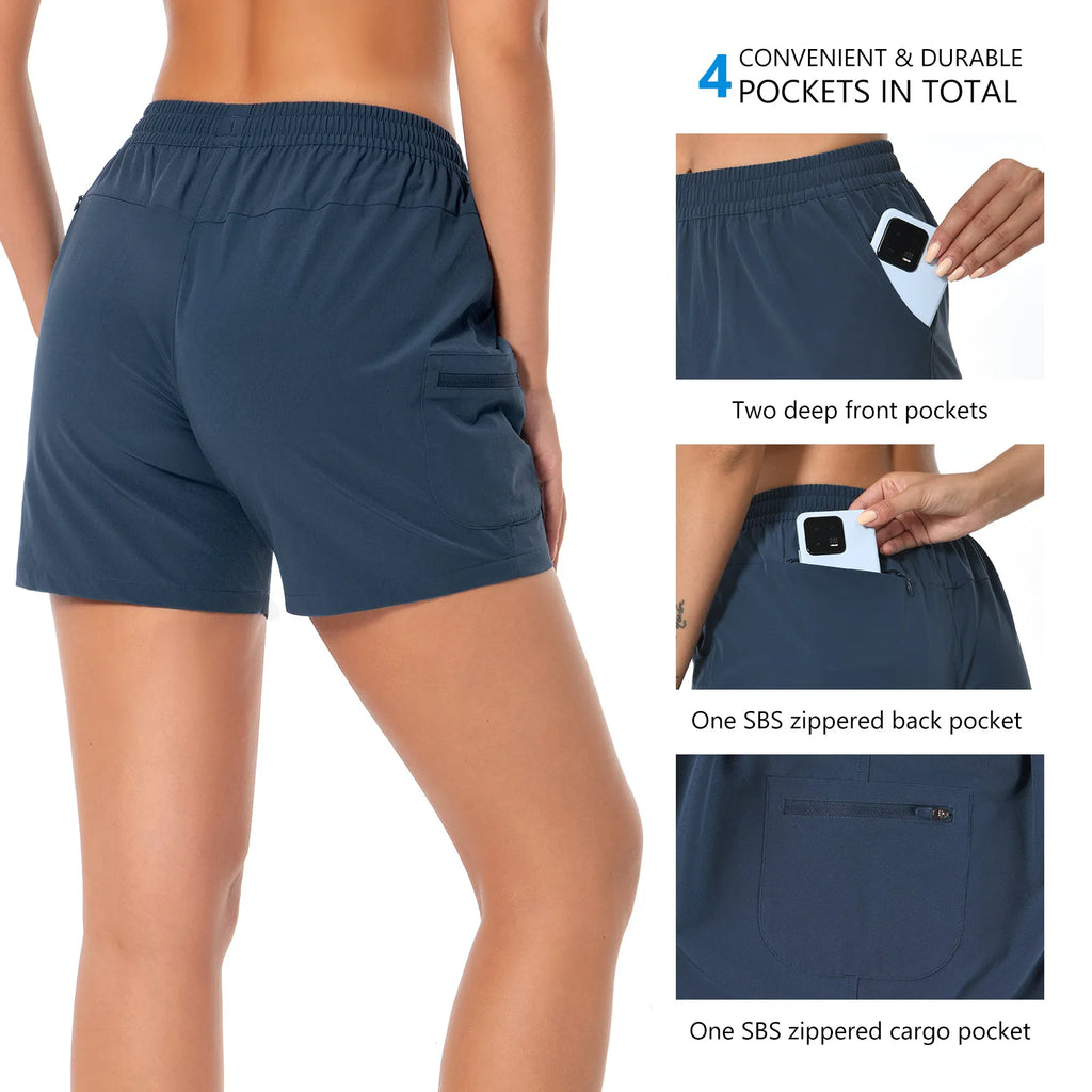 Pantalones cortos cargo Bassdash de 12,7 cm para mujer, para pesca, senderismo, secado rápido, con bolsillos con cremallera, resistentes al agua UPF 50+, para verano, informales