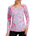 BASSDASH - Camiseta de pesca antiarrugas para mujer, con protección solar UPF 50+, cuello en V, transpirable, para senderismo