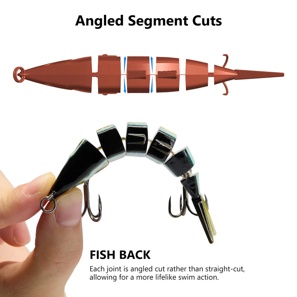 Señuelo de pesca duro multiarticulado BASSDASH Bone Swimbait   con segmentos de corte angular de 3,7 pulgadas/0,66 oz