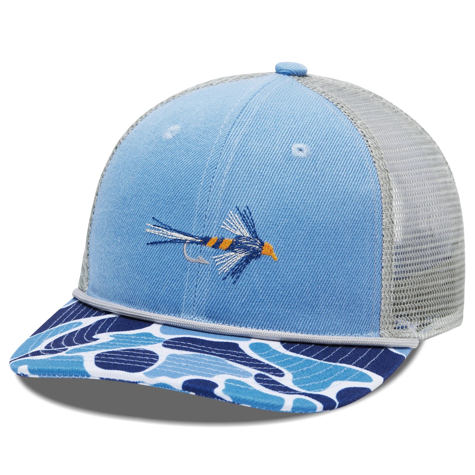 Gorra de camionero con cuerda de camuflaje BASSDASH, gorra de béisbol bordada ajustable con parte trasera de malla