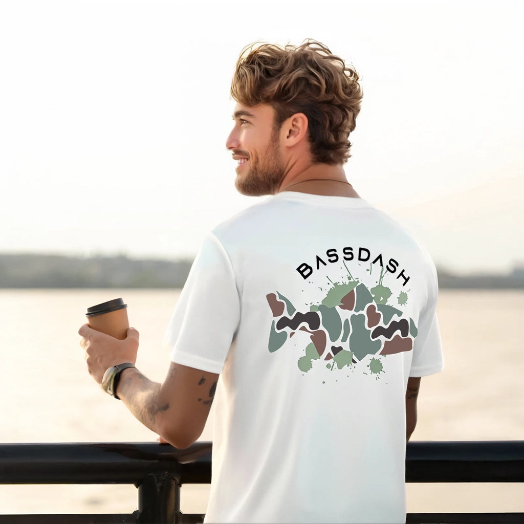 Camiseta de pesca Bassdash para hombre con protección solar UPF 50+, manga corta con bolsillo, secado rápido, protección solar UV, informal, para exteriores, FS46M