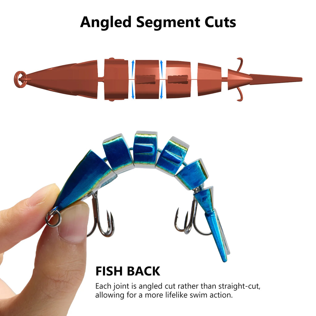 Señuelo de pesca duro multiarticulado BASSDASH Bone Swimbait   con segmentos de corte angular de 3,7 pulgadas/0,66 oz