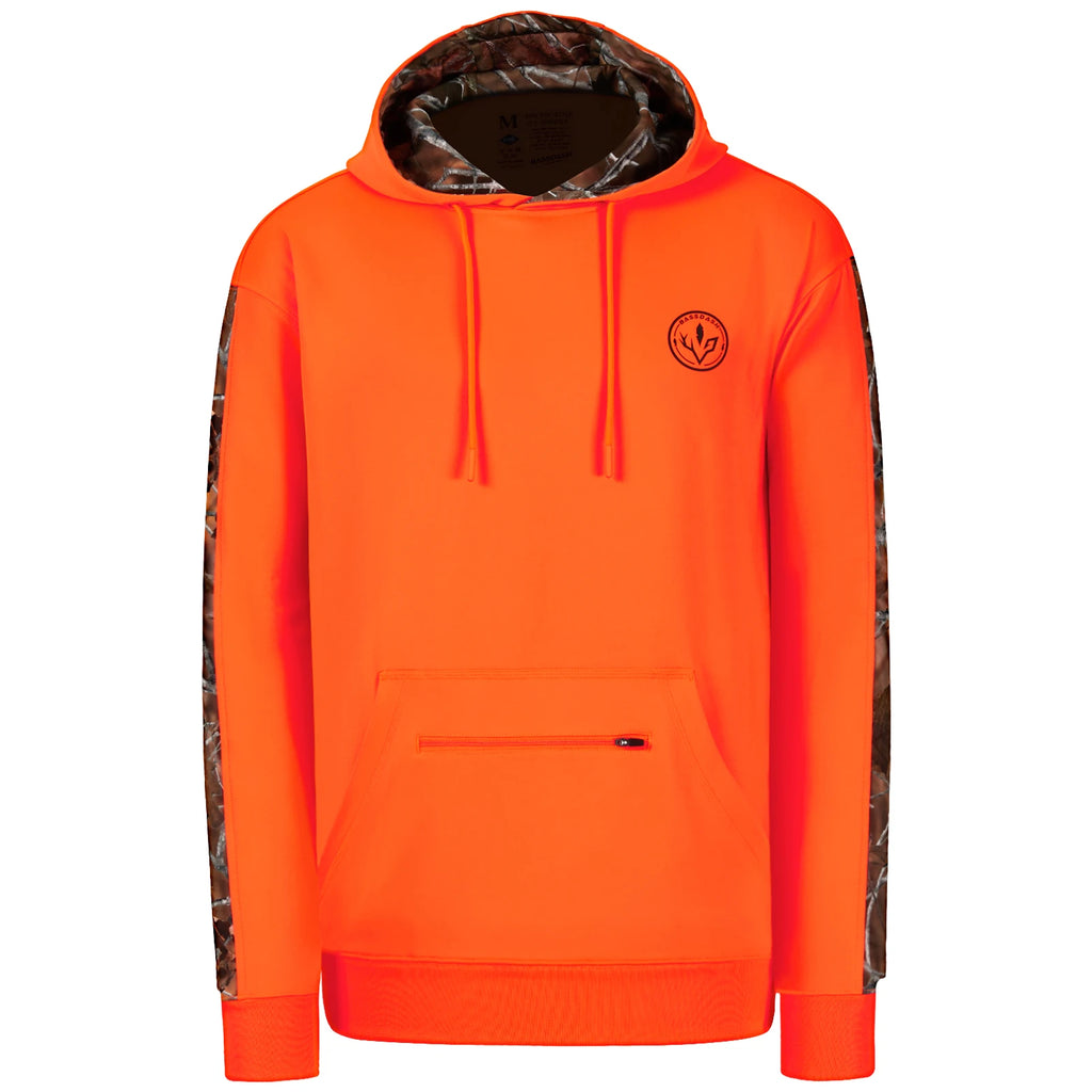 BASSDASH Sudadera con capucha de polar para caza para hombre, de peso medio, resistente al agua, de alto rendimiento, con camuflaje, para pesca al aire libre