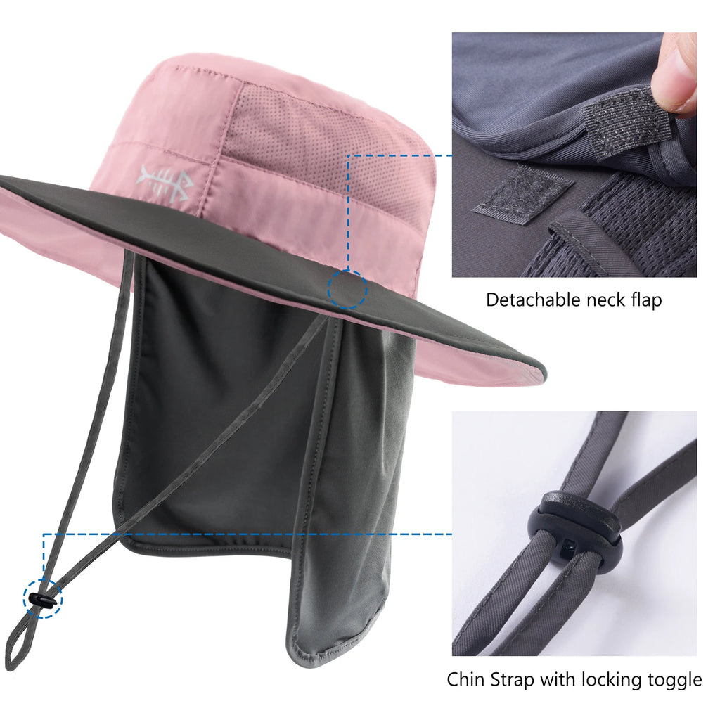 Sombrero Bassdash para mujer con protección solar UPF 50, con abertura para la cola y solapa en el cuello, resistente al agua, para pesca al aire libre