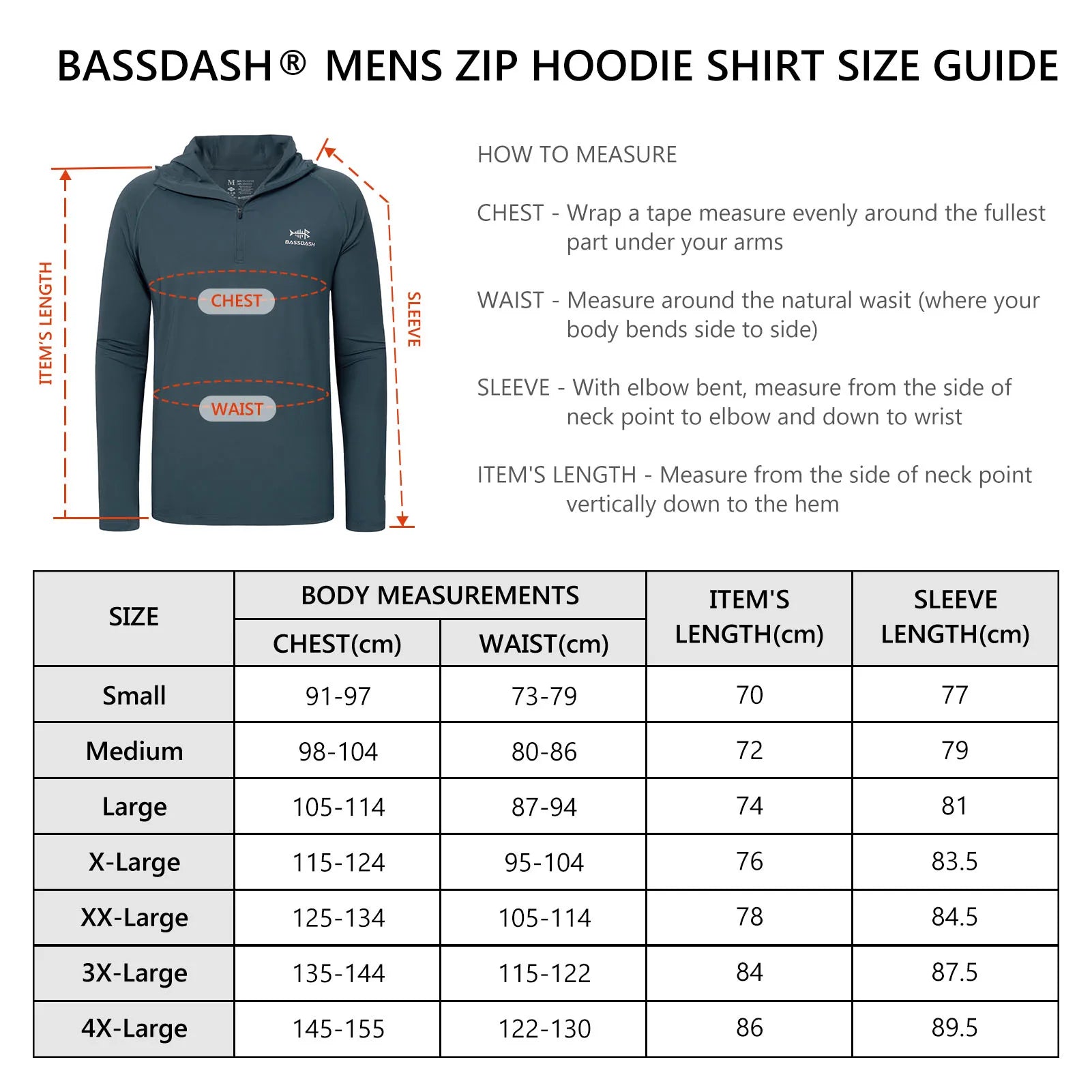 BASSDASH Men’s 1/4 Zip Fishing Hoodie Shirt UPF 50+ Quick Dry Performance Long Sleeve Sun Protection FS24M