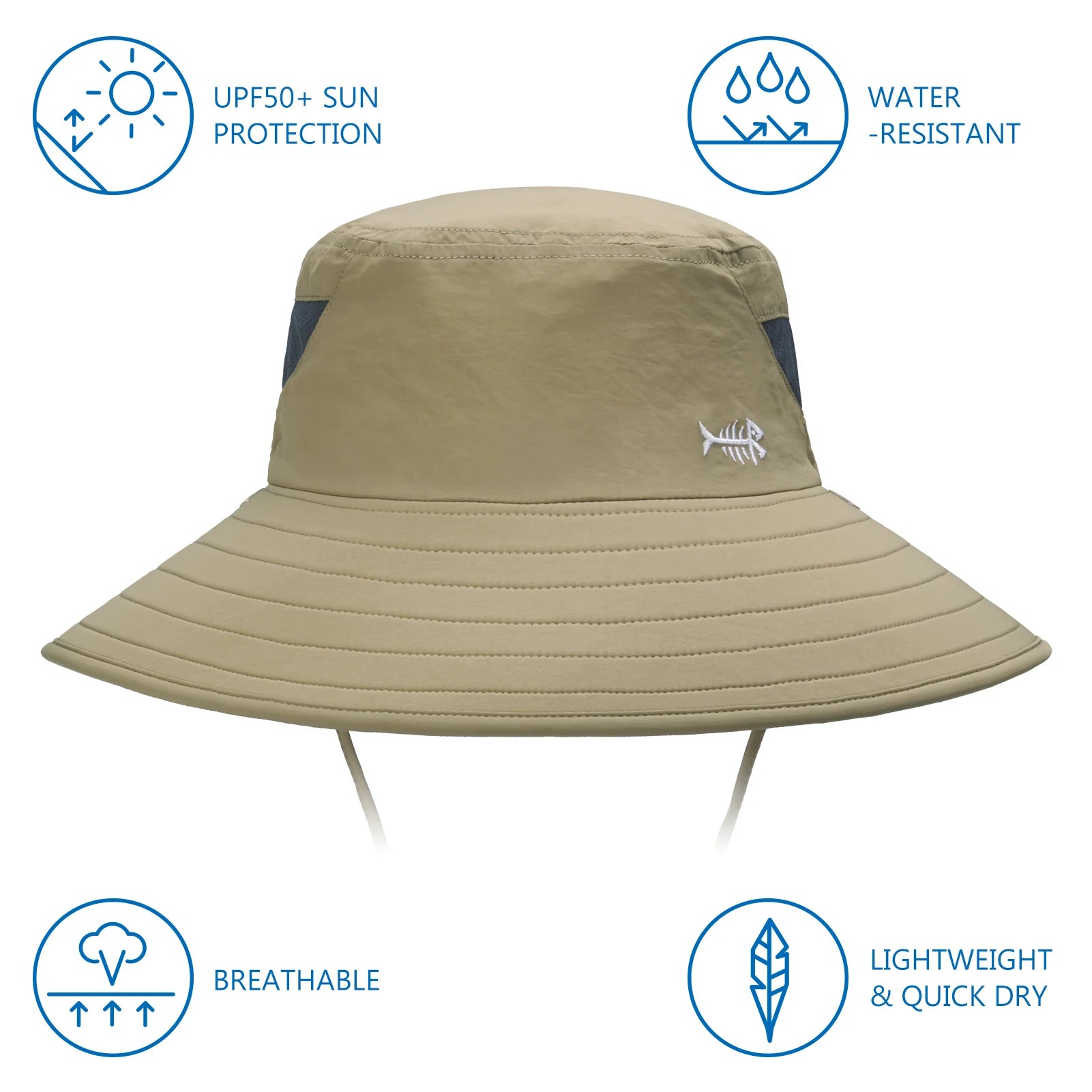 Bassdash UPF 50+ Breathable Sun Hat with Removable Face Cover and Neck Flap Unisex Water Resistant Wide Brim Bucket Hat