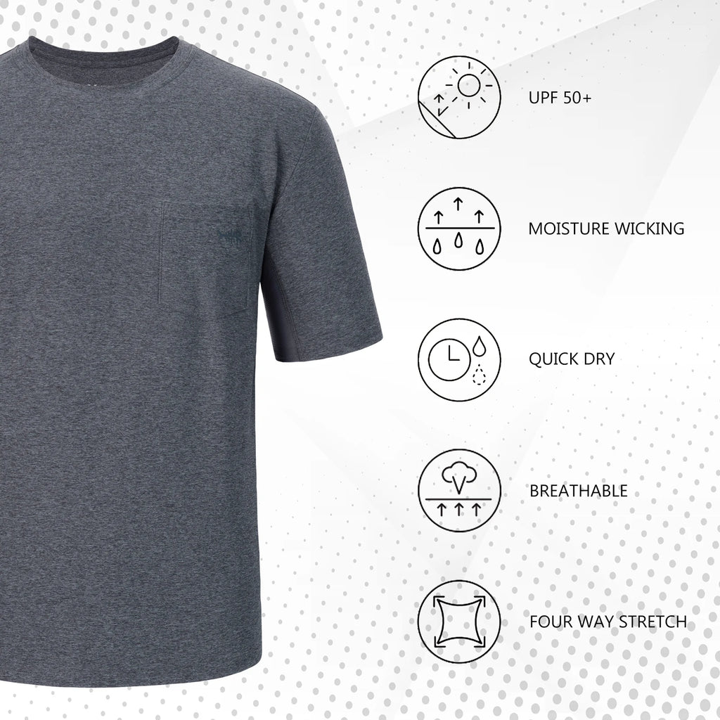 Bassdash Men’s UPF 50+ Performance Short Sleeve Pocket T-shirt UV Sun Protection Fishing Hiking Kayaking Sports Shirts