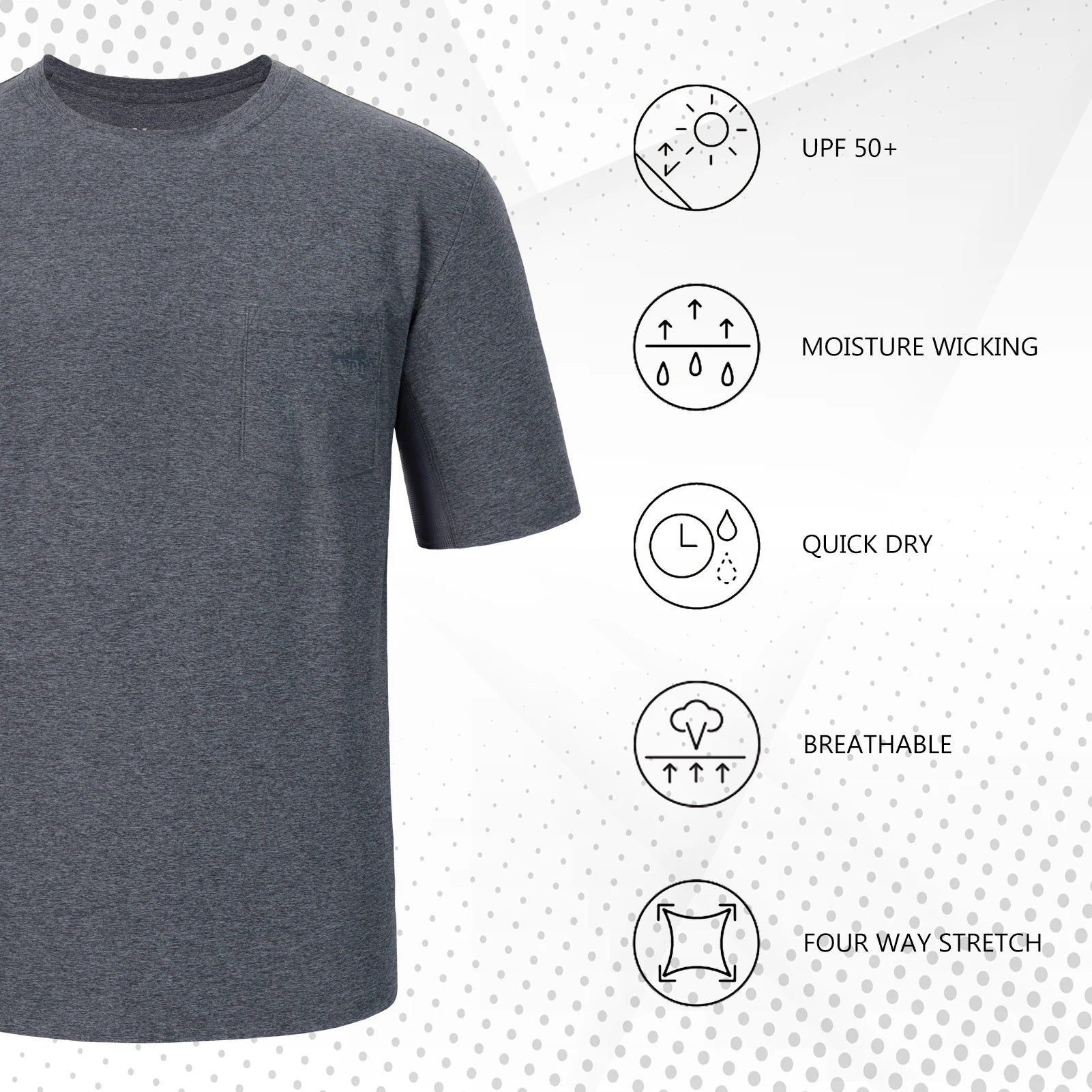 Bassdash Men’s UPF 50+ Performance Short Sleeve Pocket T-shirt UV Sun Protection Fishing Hiking Kayaking Sports Shirts