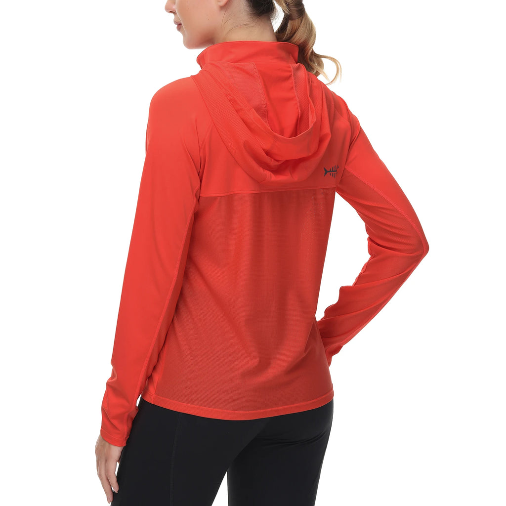 Bassdash - Sudadera informal con capucha para mujer, UPF 50+, manga larga, para exteriores, pesca, senderismo