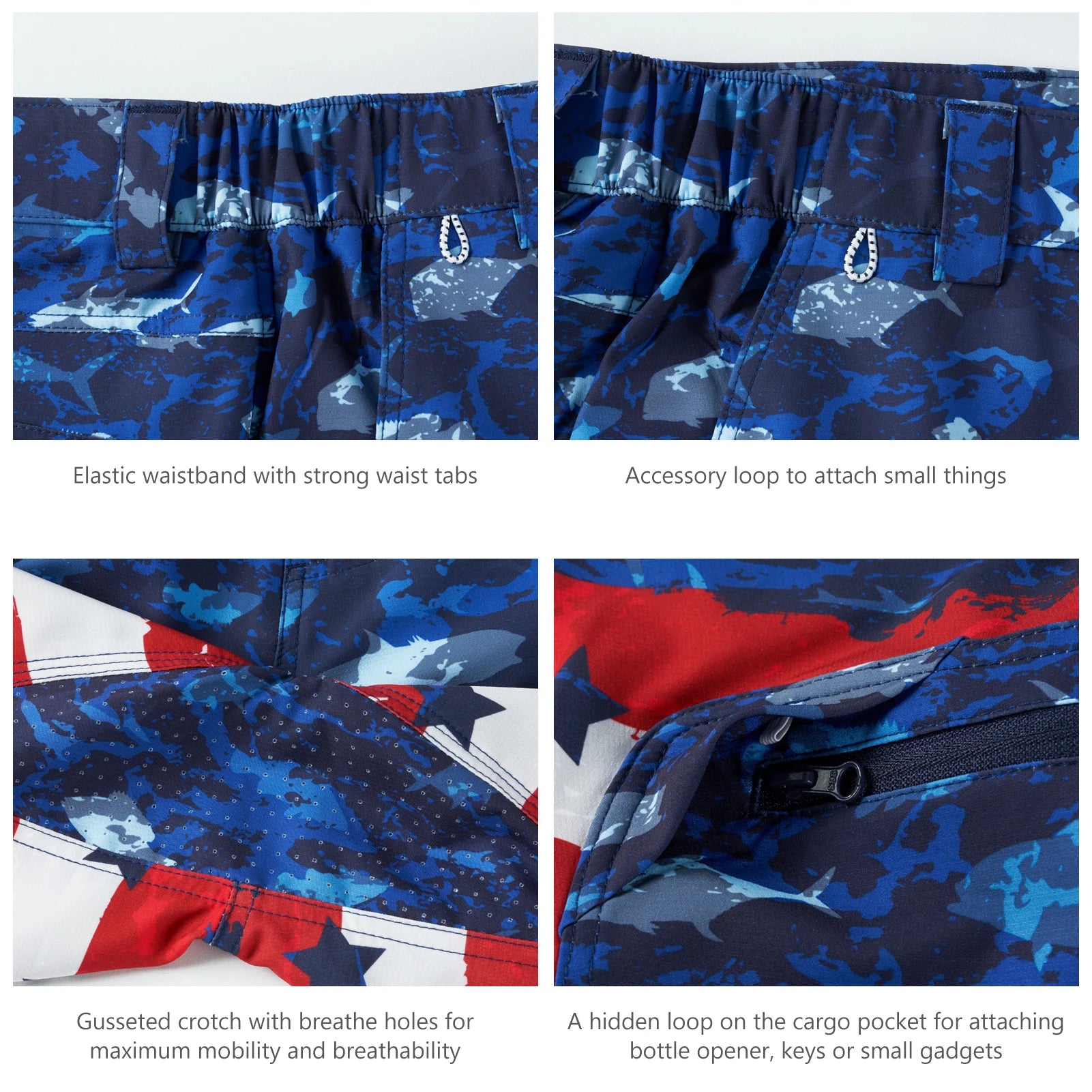 Pantalones cortos de pesca Bassdash para hombre, resistentes al agua, con bolsillos con cremallera, de secado rápido, de camuflaje, tácticos, para golf y senderismo