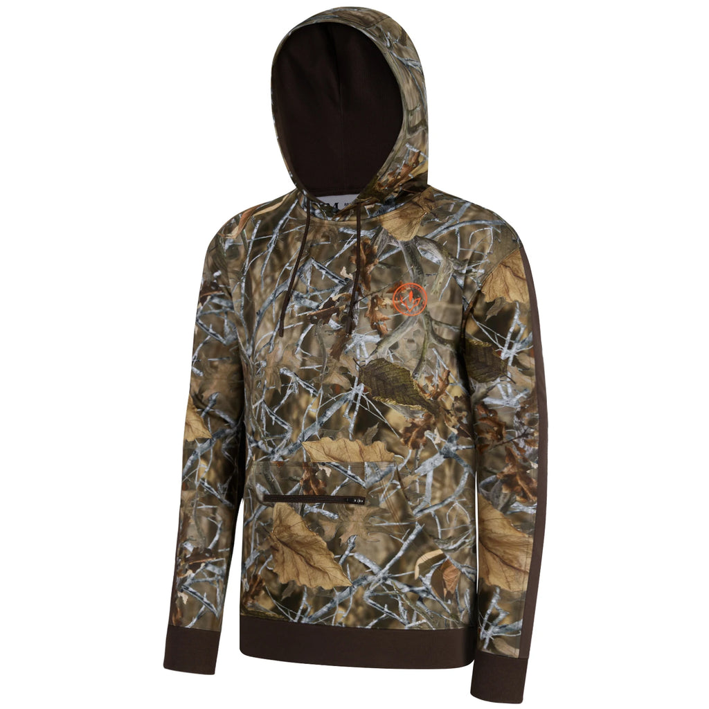 BASSDASH Sudadera con capucha de polar para caza para hombre, de peso medio, resistente al agua, de alto rendimiento, con camuflaje, para pesca al aire libre