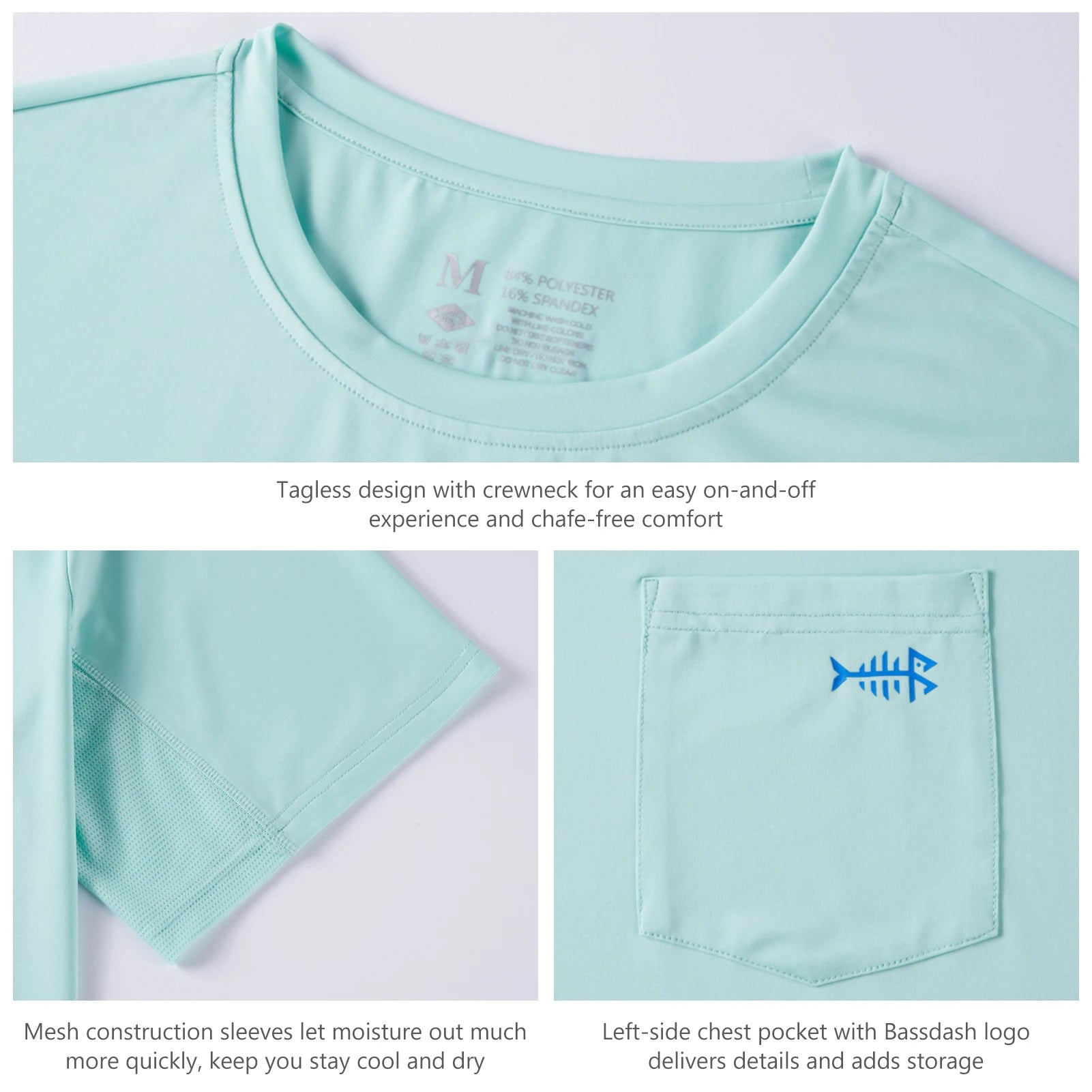 Bassdash Men’s UPF 50+ Performance Short Sleeve Pocket T-shirt UV Sun Protection Fishing Hiking Kayaking Sports Shirts