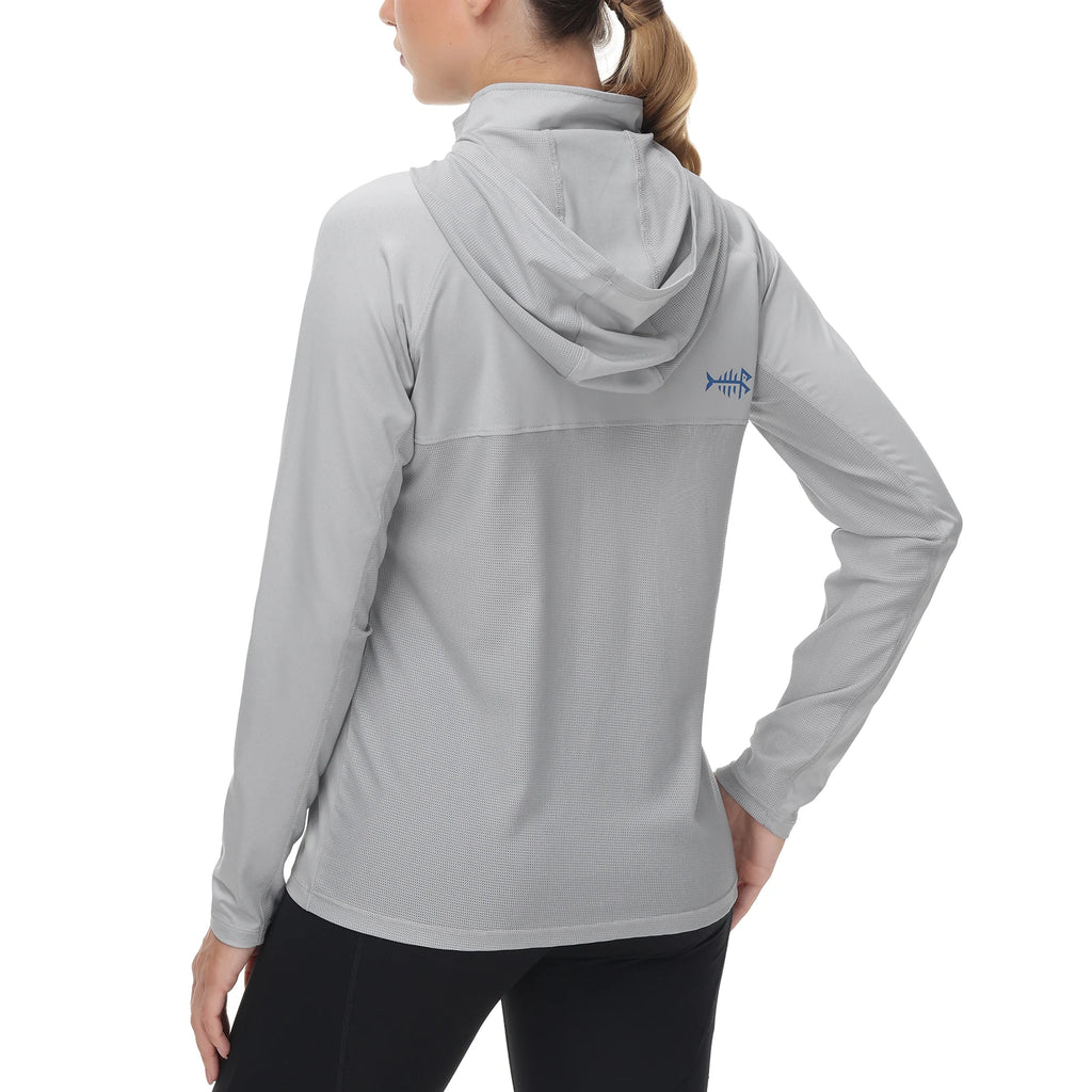 Bassdash - Sudadera informal con capucha para mujer, UPF 50+, manga larga, para exteriores, pesca, senderismo